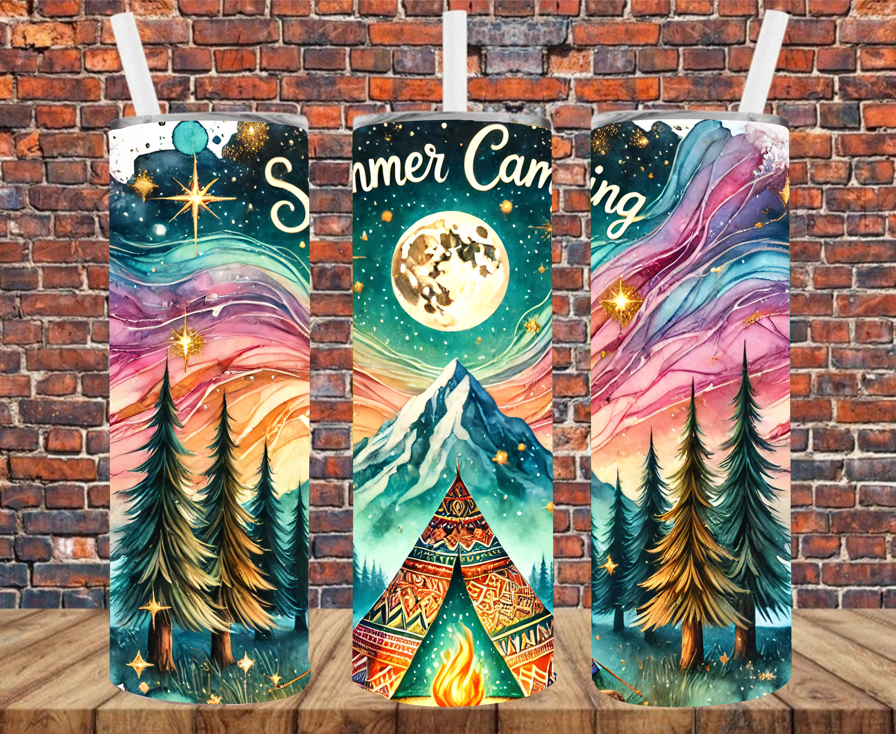 Summer Camping - Tumbler Wrap - Sublimation Transfer