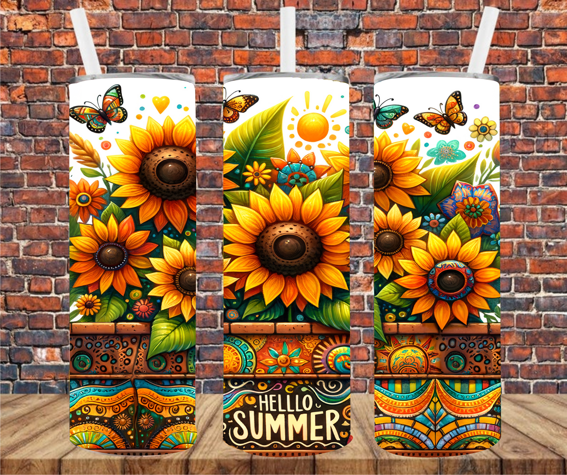 Hello Summer - Tumbler Wrap - Vinyl Transfer