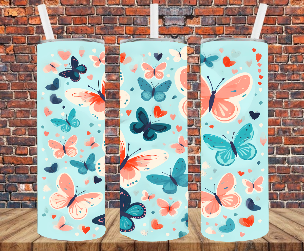 Butterflies - Tumbler Wrap - Vinyl Transfer