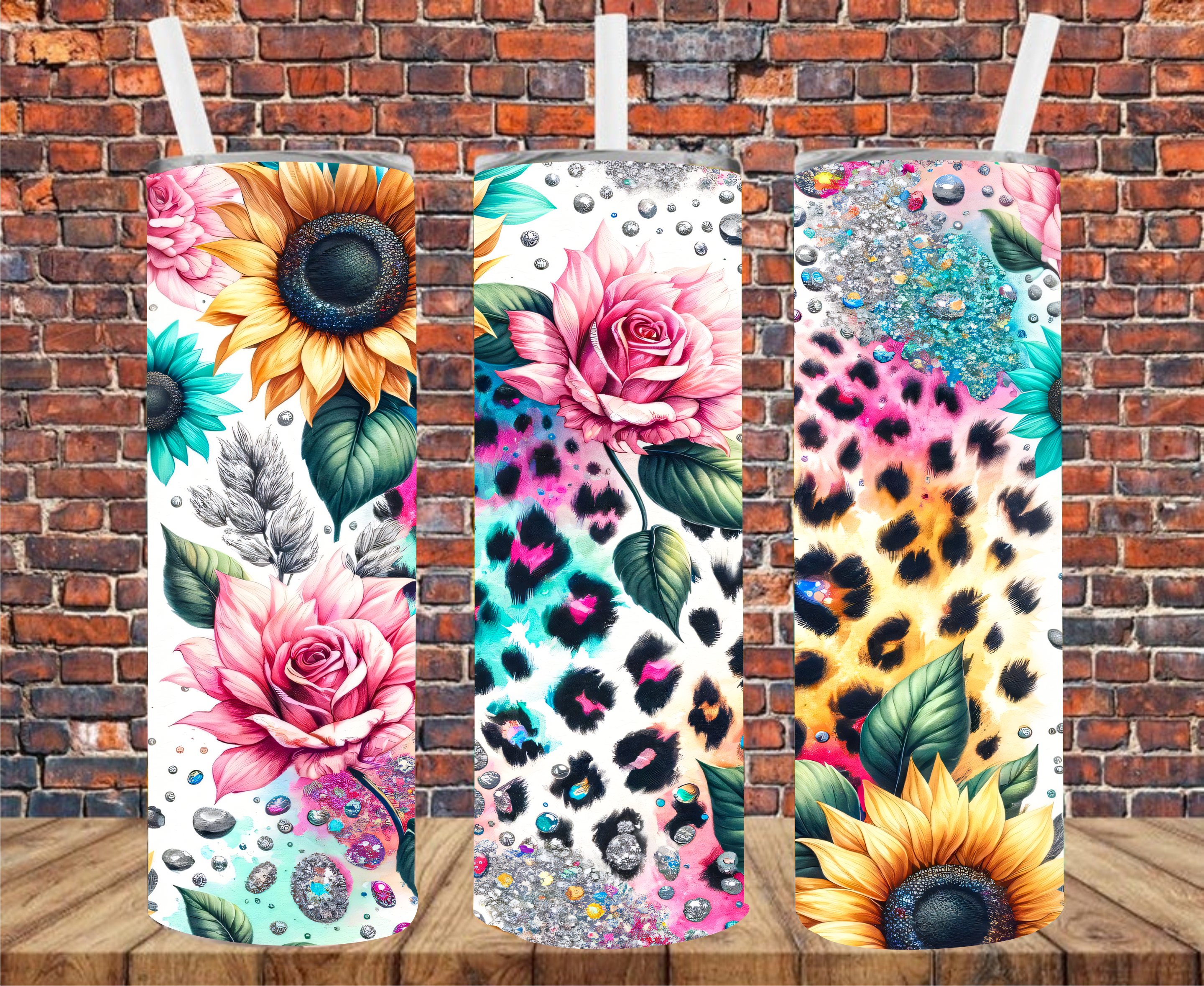 Floral Leopard - Tumbler Wrap - Sublimation Transfer