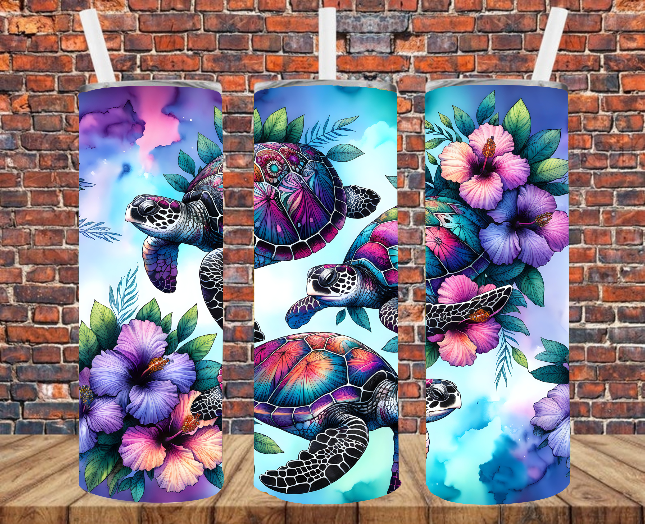 Tropical Turtles - Tumbler Wrap - Vinyl Transfer