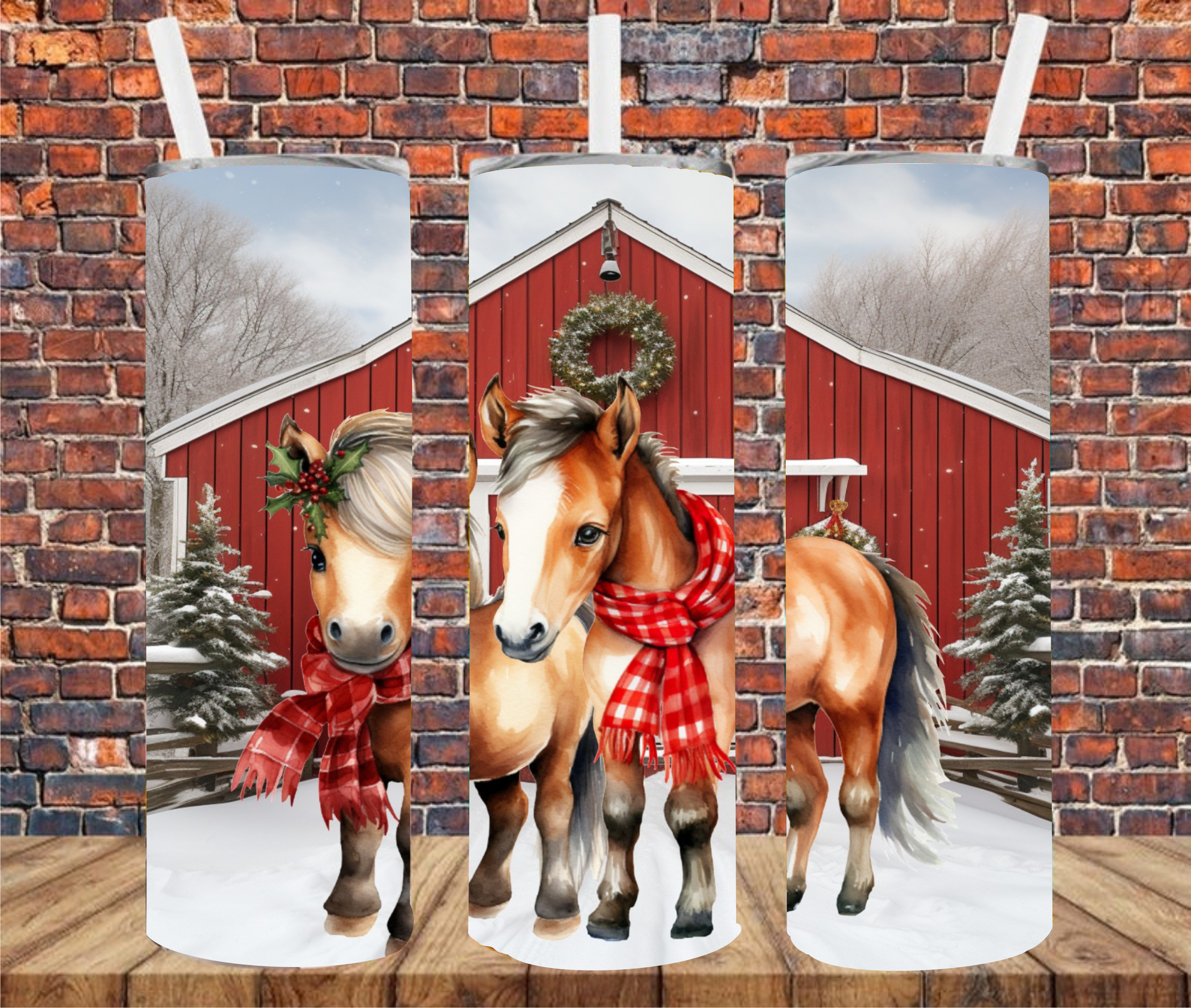 Christmas Horses - Tumbler Wrap - Sublimation Transfers