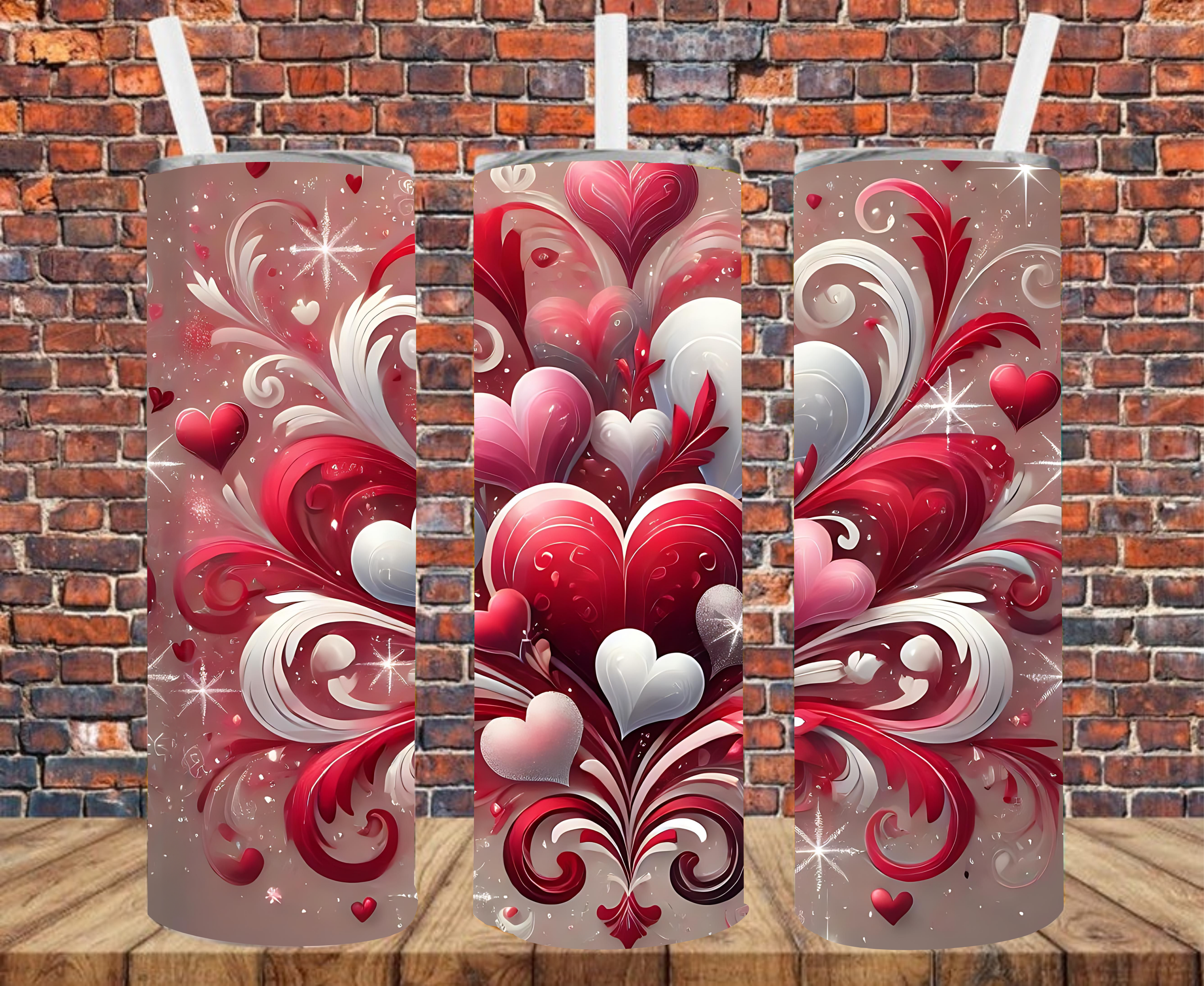 Bursting Hearts - Tumbler Wrap - Sublimation Transfer