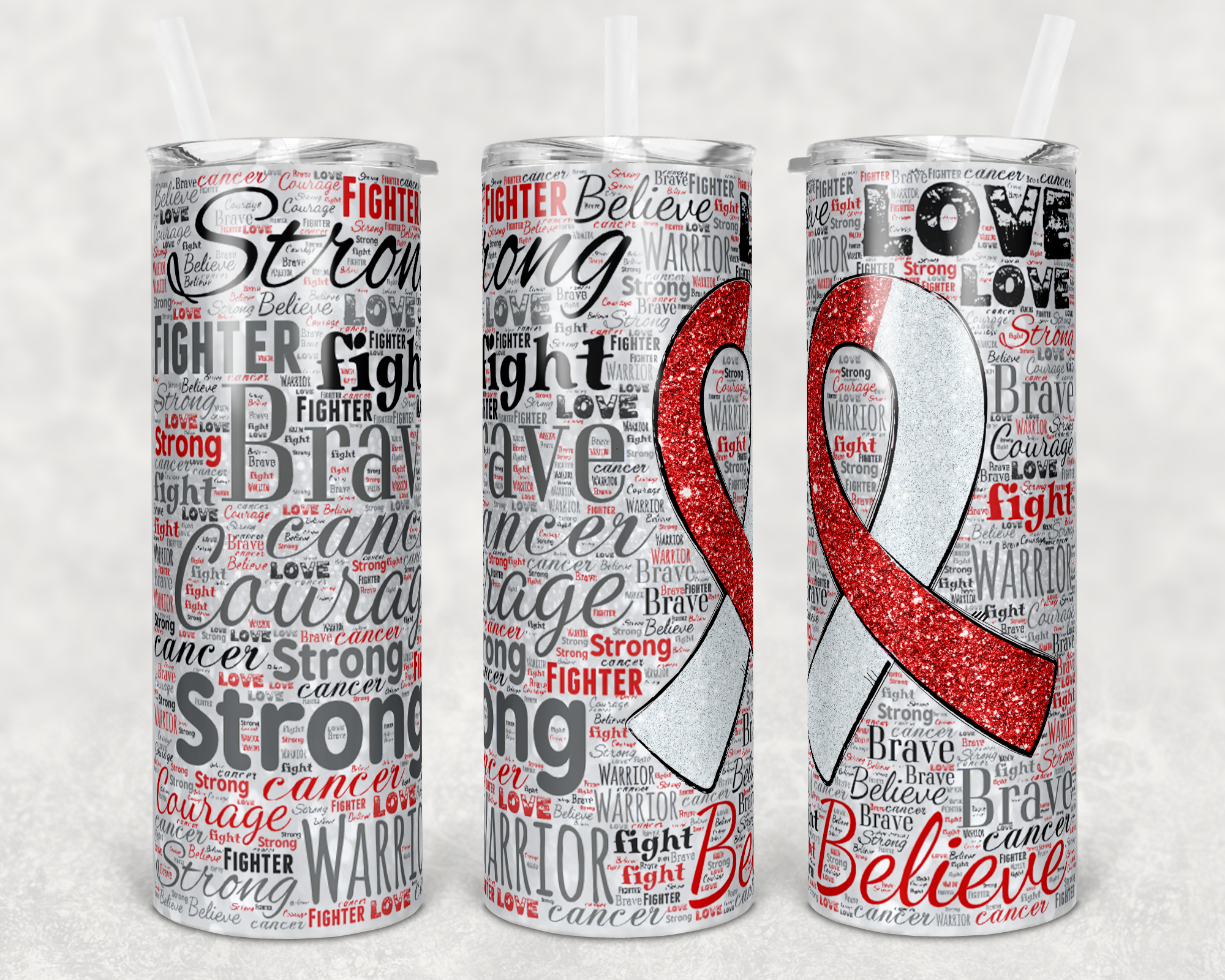 Red Ribbon - Tumbler Wrap - Printed Vinyl Transfers