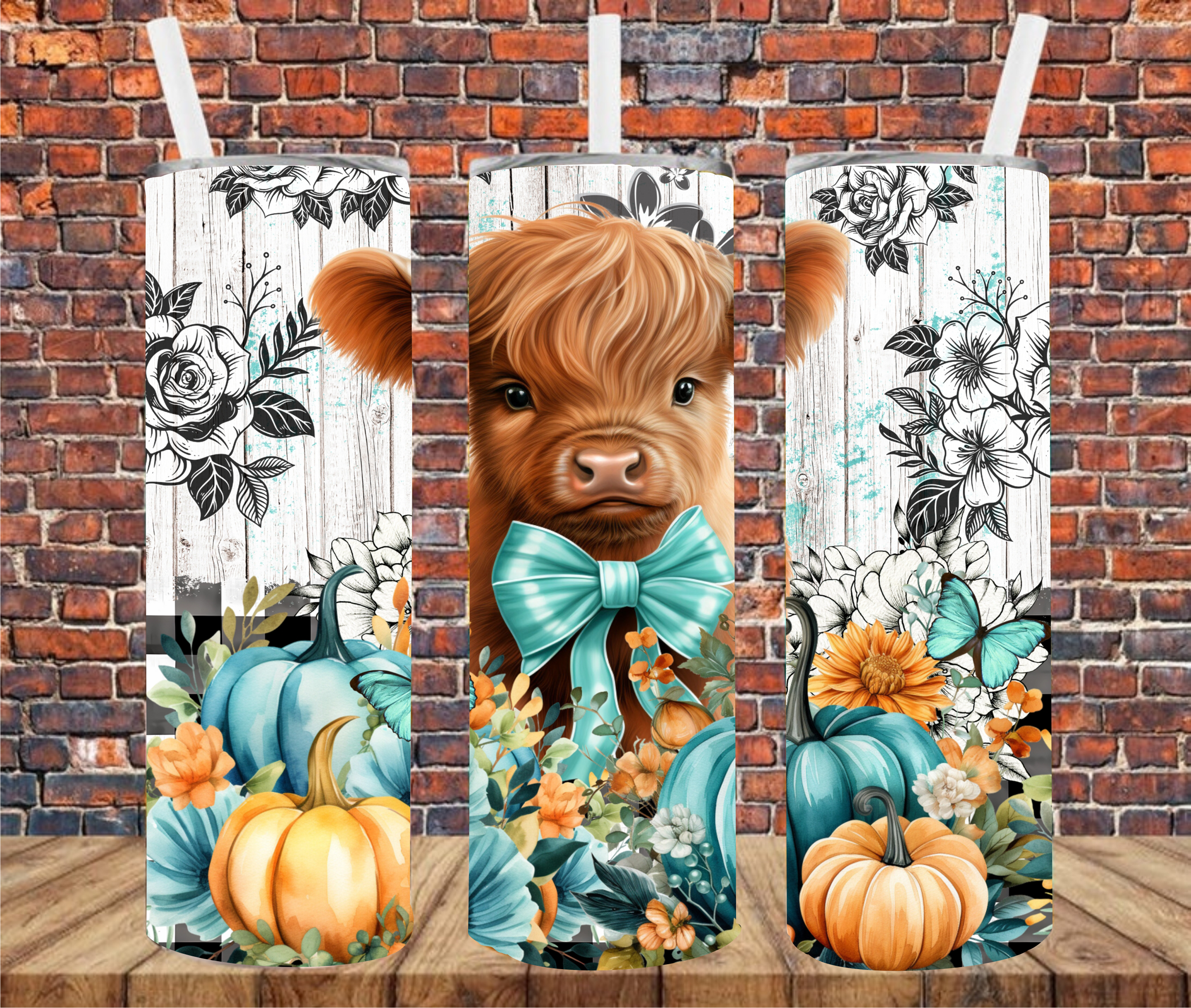 Autumn Country Cow - Tumbler Wrap - Sublimation Transfers