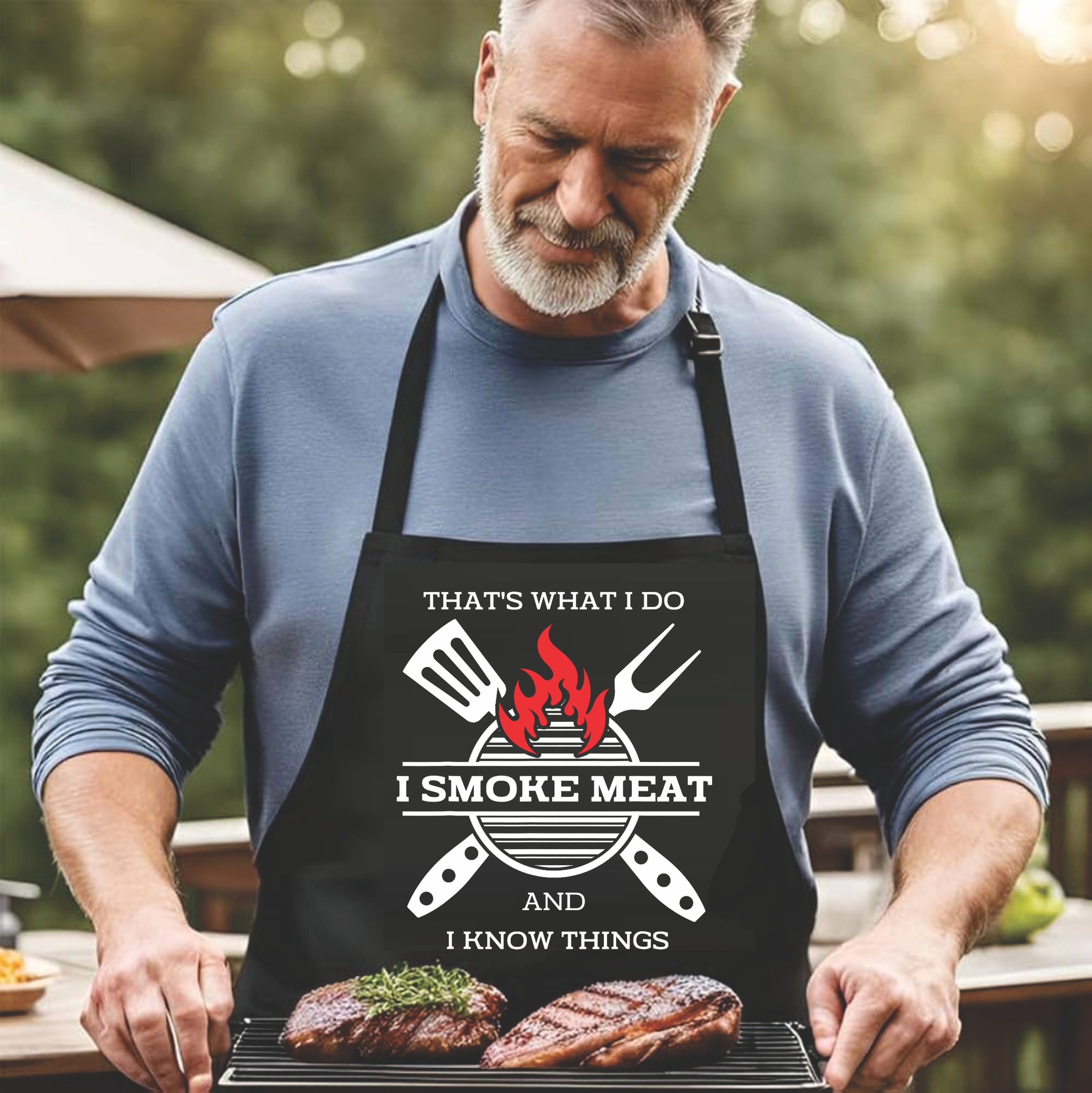 That's What I Do, I Smoke Meat & I Know Things - DTF Transfer for Shirts & Aprons