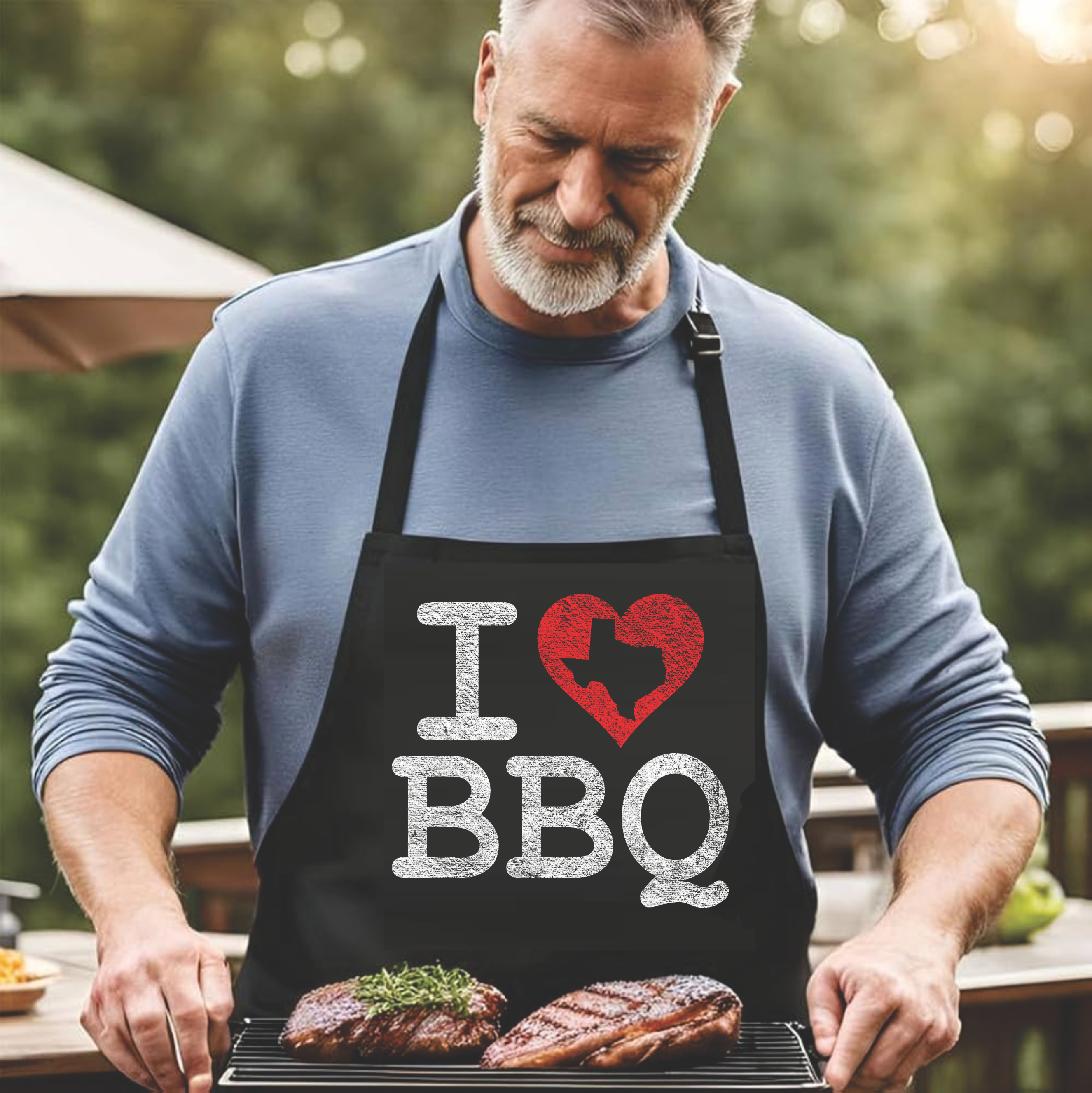 I Love Texas BBQ - DTF Transfer for Shirts & Aprons