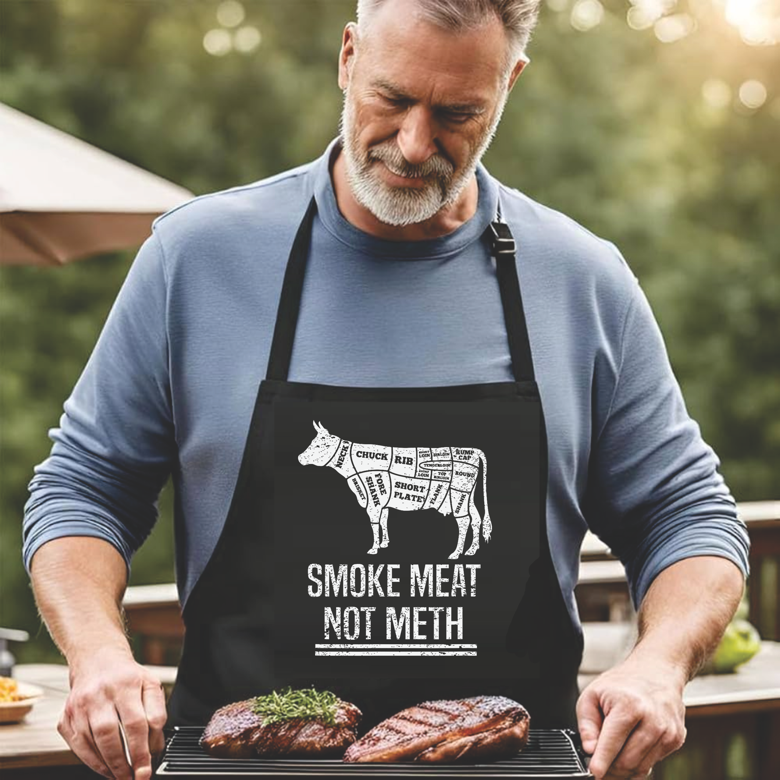 Smoke Meat, Not Meth - DTF Transfer for Shirts & Aprons