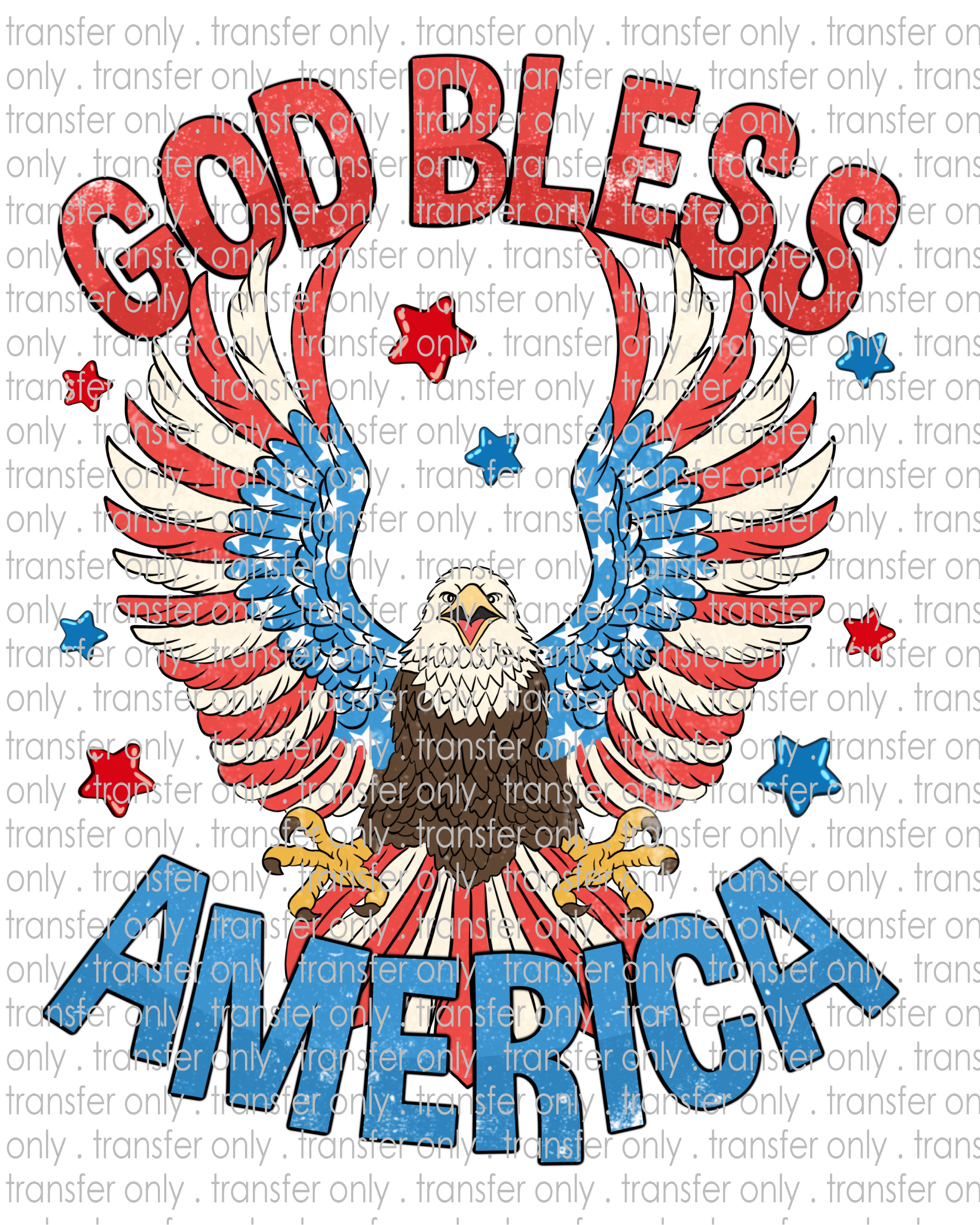 God Bless America - Waterslide, Sublimation Transfers