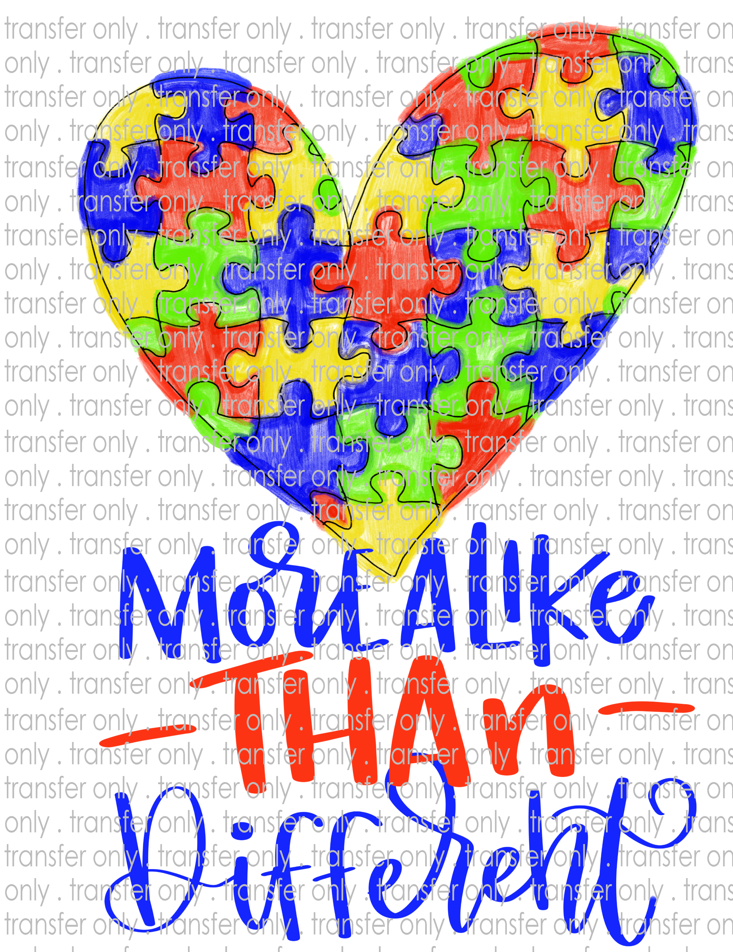 Autism Awareness - Waterslide, Sublimation Transfers