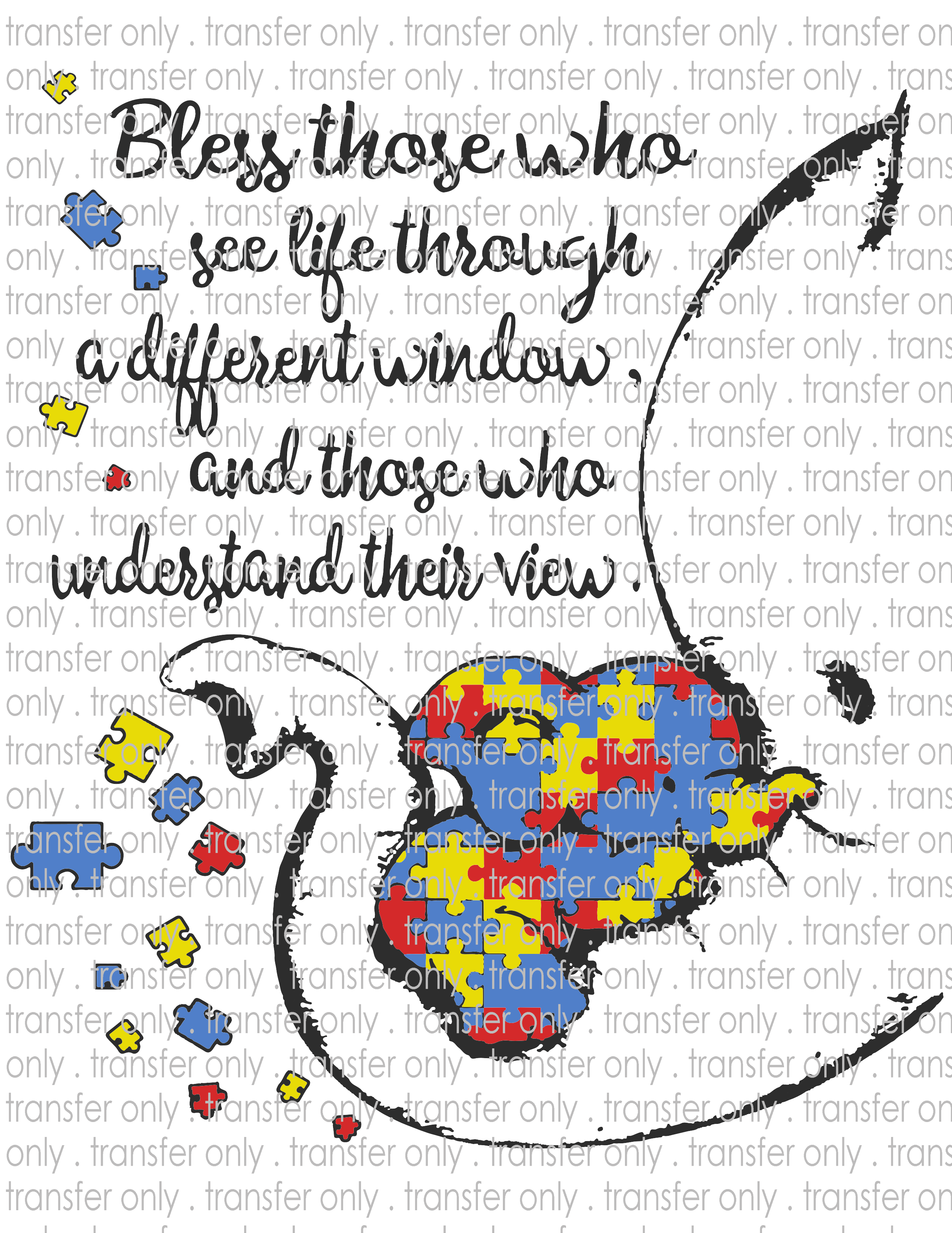 Autism Awareness - Waterslide, Sublimation Transfers