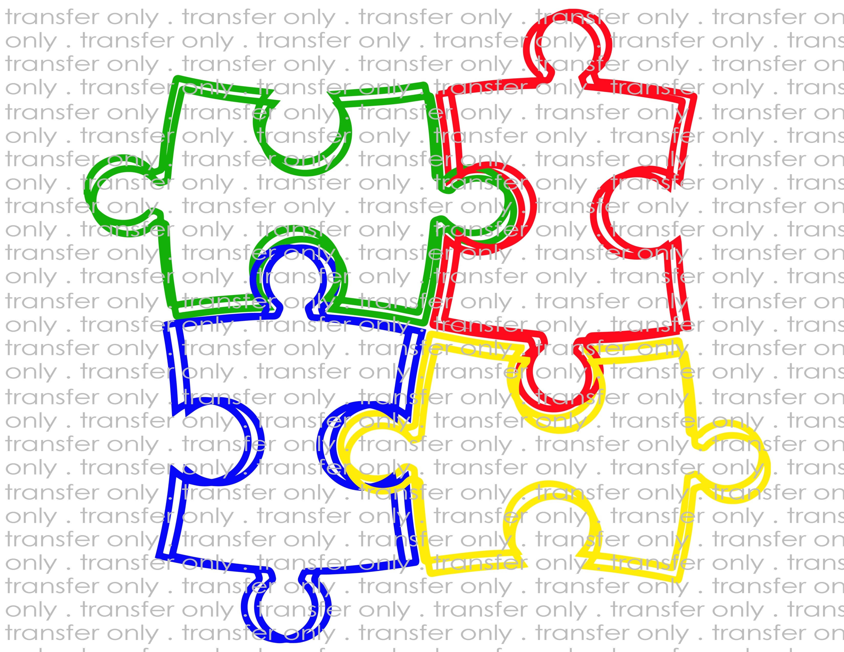Autism Puzzle Pieces - Waterslide, Sublimation Transfers