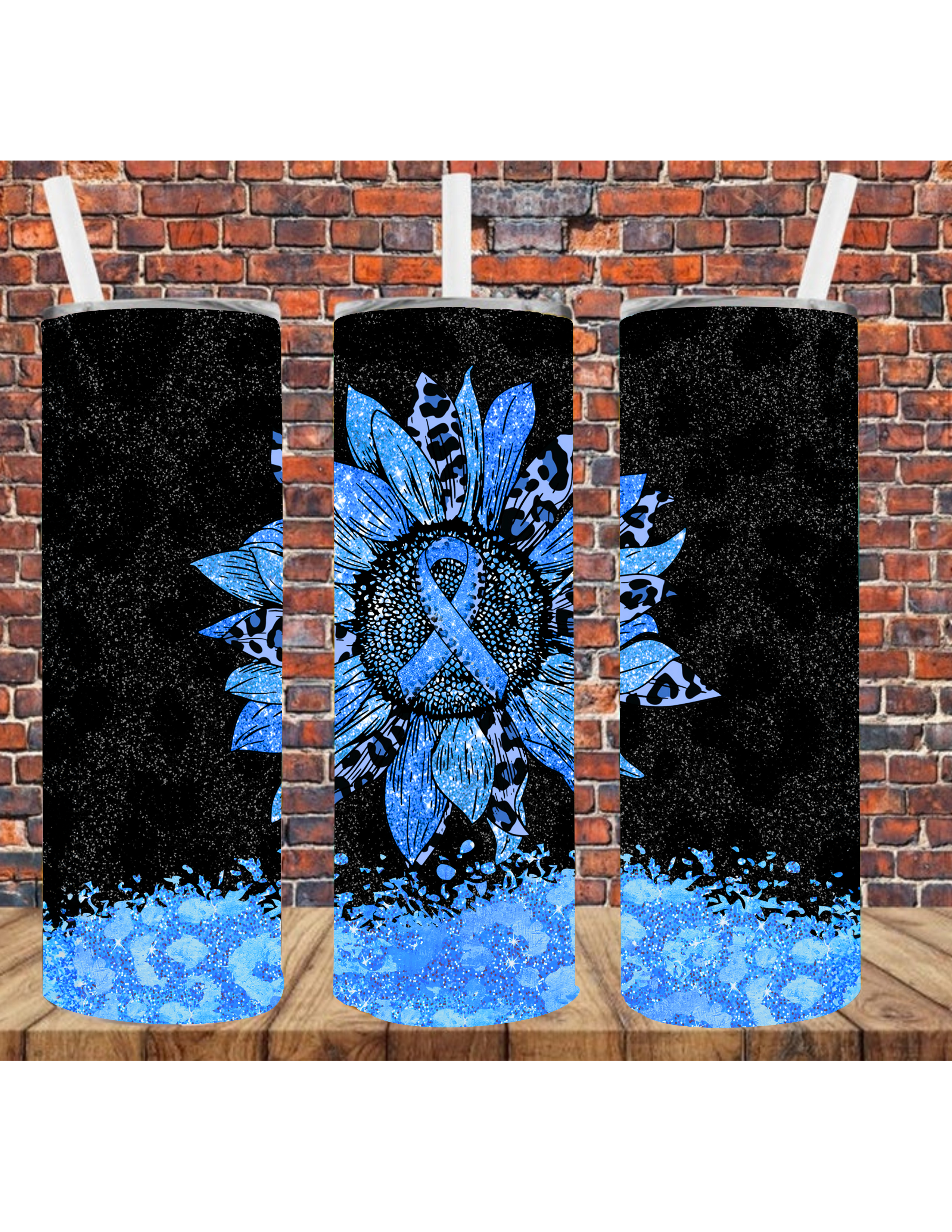 Light Blue Ribbon Awareness - Tumbler Wrap - Vinyl Transfer