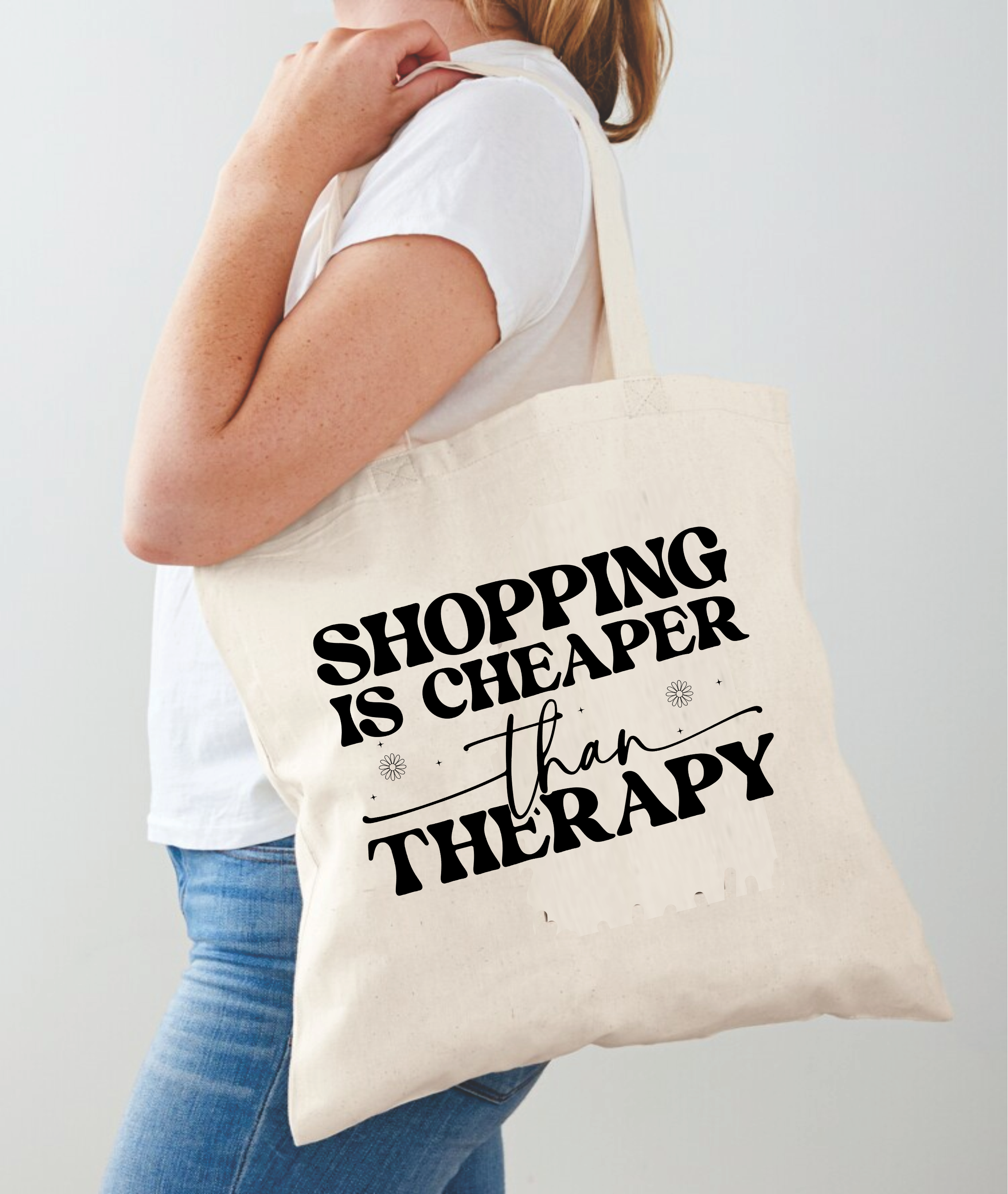Shopping Is Cheaper Than Therapy - Tote Bag Design - DTF & Sublimation