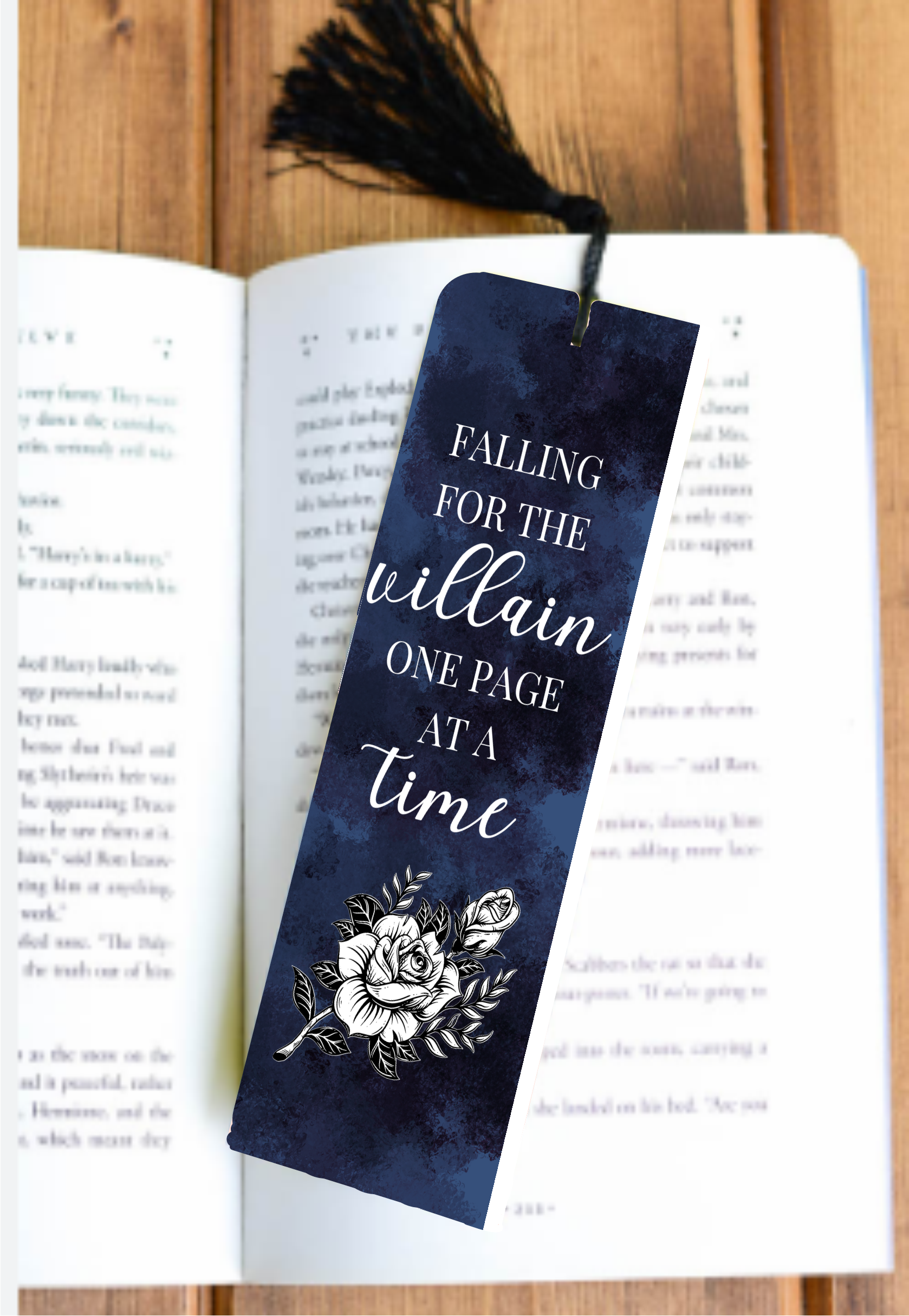 Falling For The Villain One Page At A Time - Bookmark - Sublimation Transfer