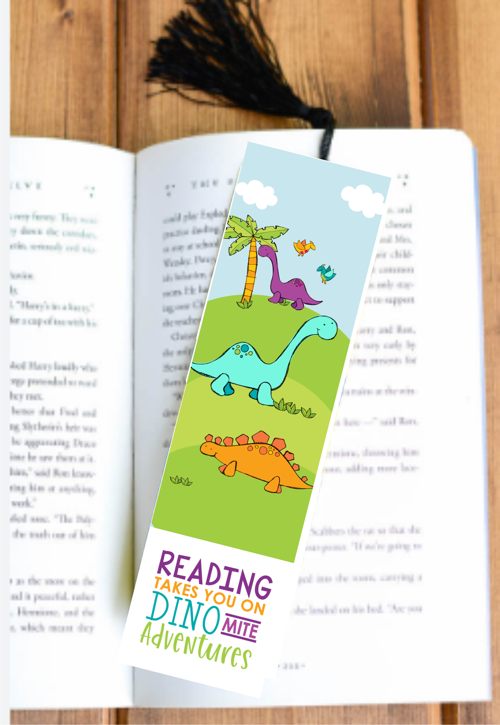 Reading Takes You On Dino Mite Adventures - Bookmark - Sublimation Transfer