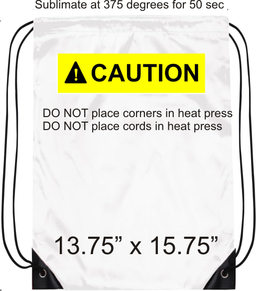 Sublimation Drawstring Gym Bag - 13.25" x 15.75"