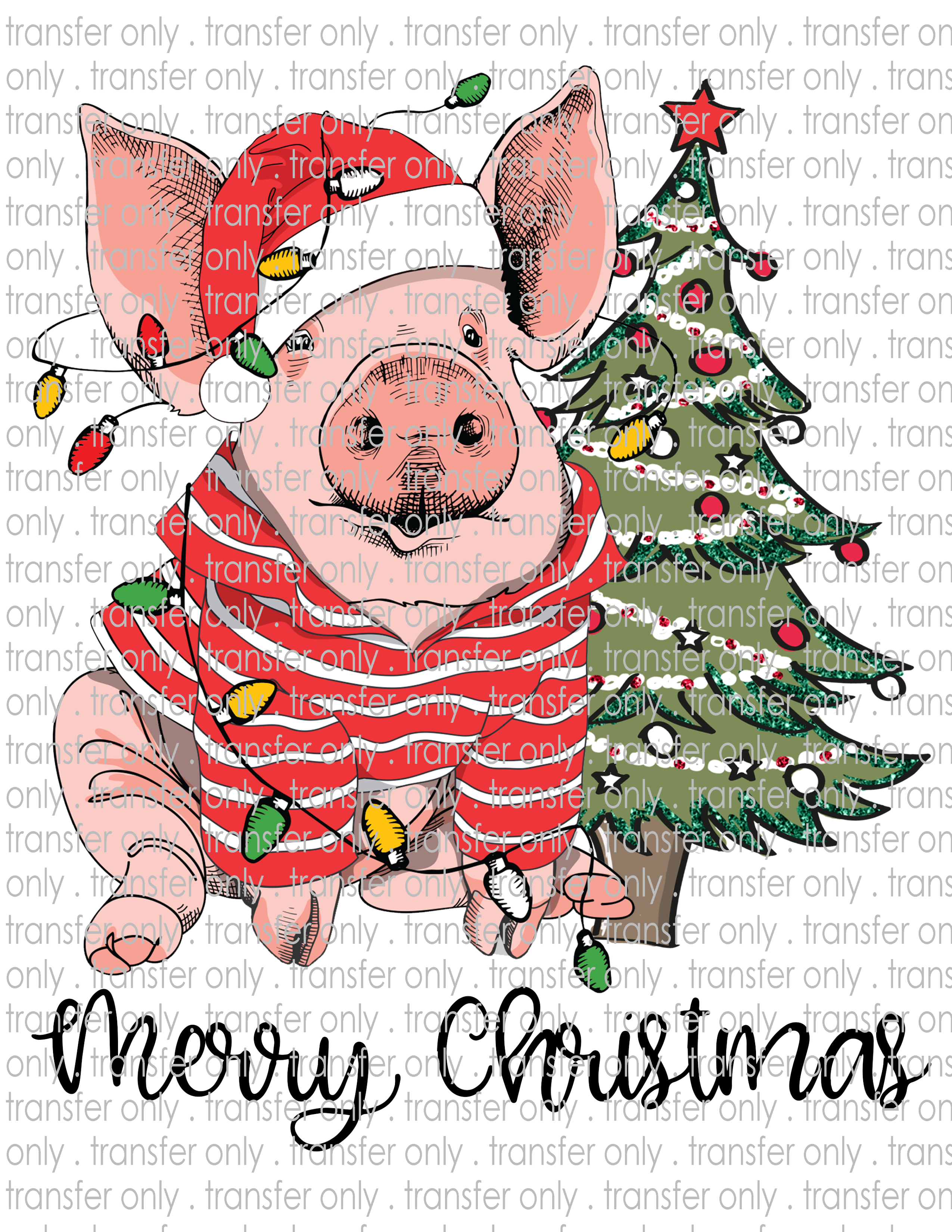 Christmas Pig - Waterslide, Sublimation Transfers