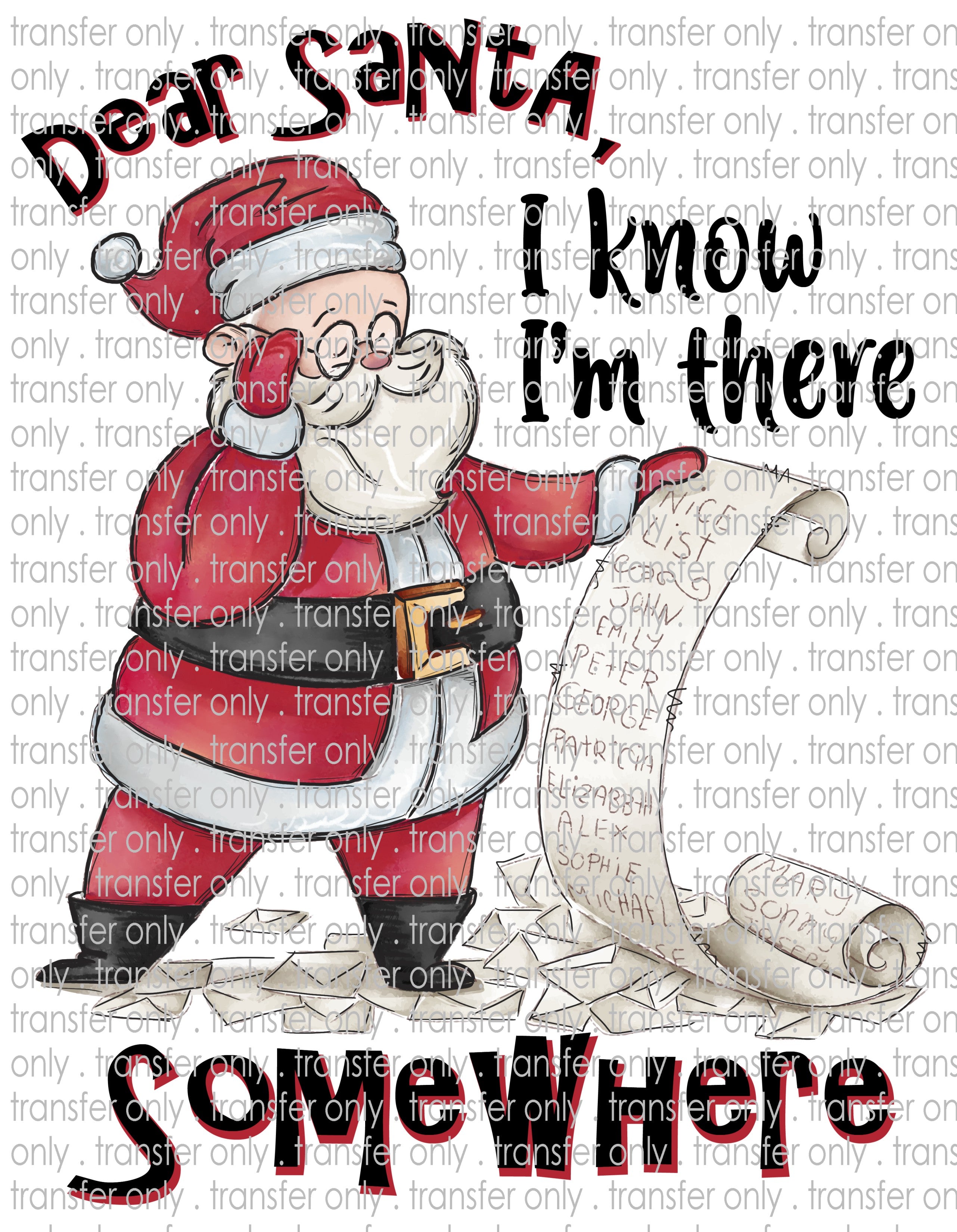 Santa's List Christmas - Waterslide, Sublimation Transfers