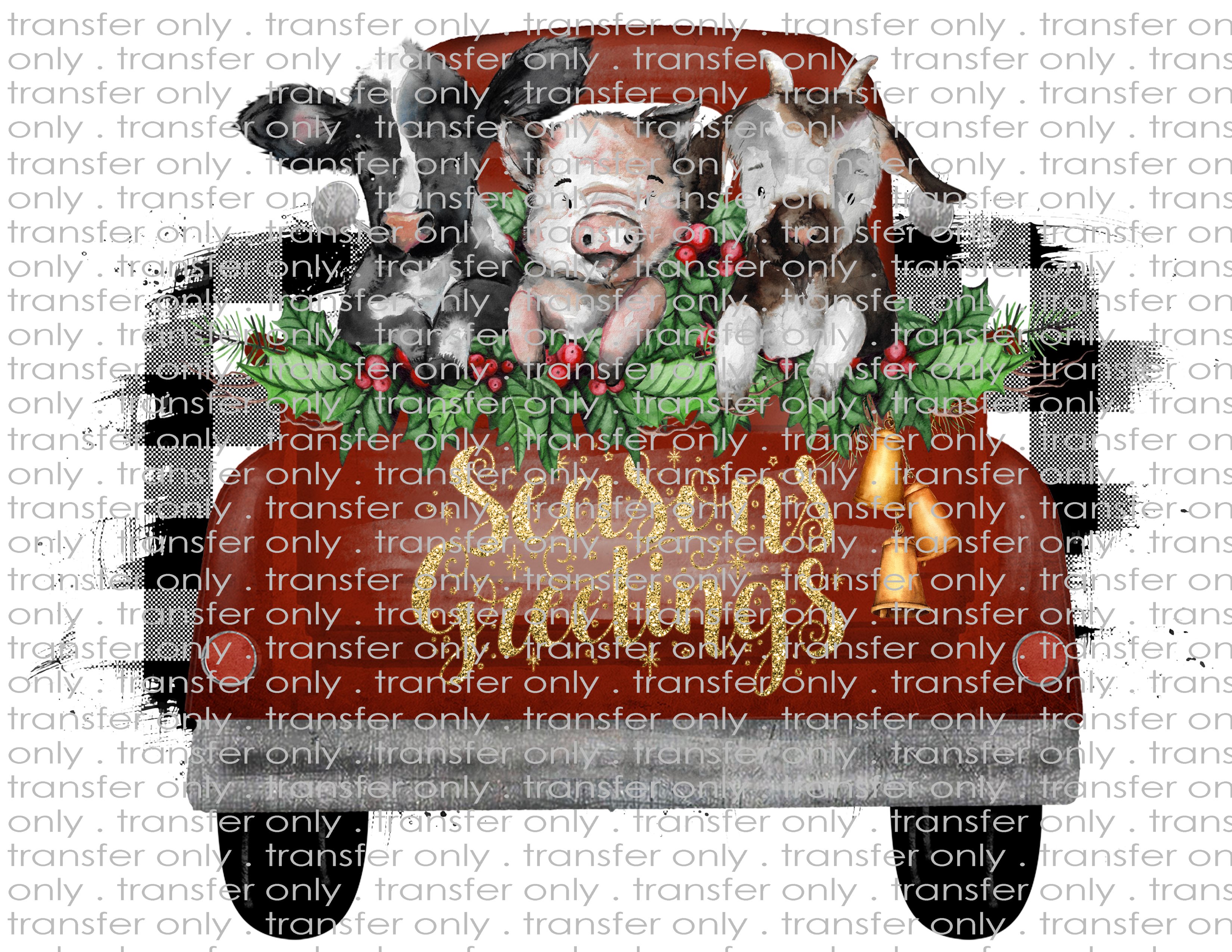 Farm Animal Christmas - Waterslide, Sublimation Transfers