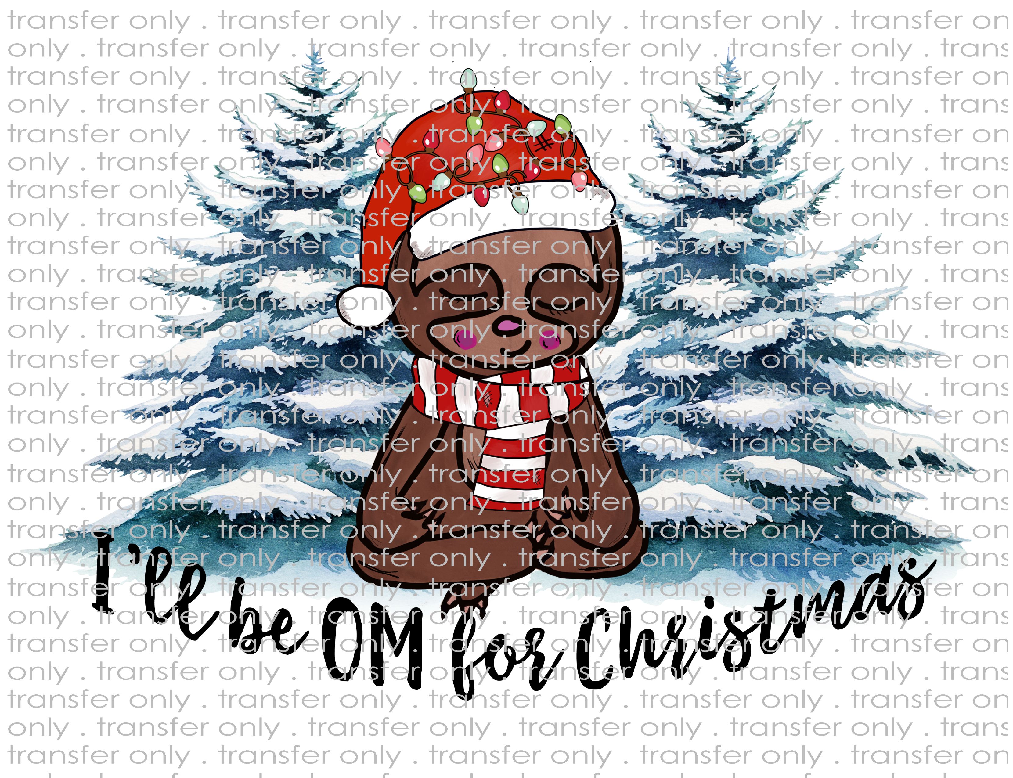 Sloth Yoga Christmas - Waterslide, Sublimation Transfers