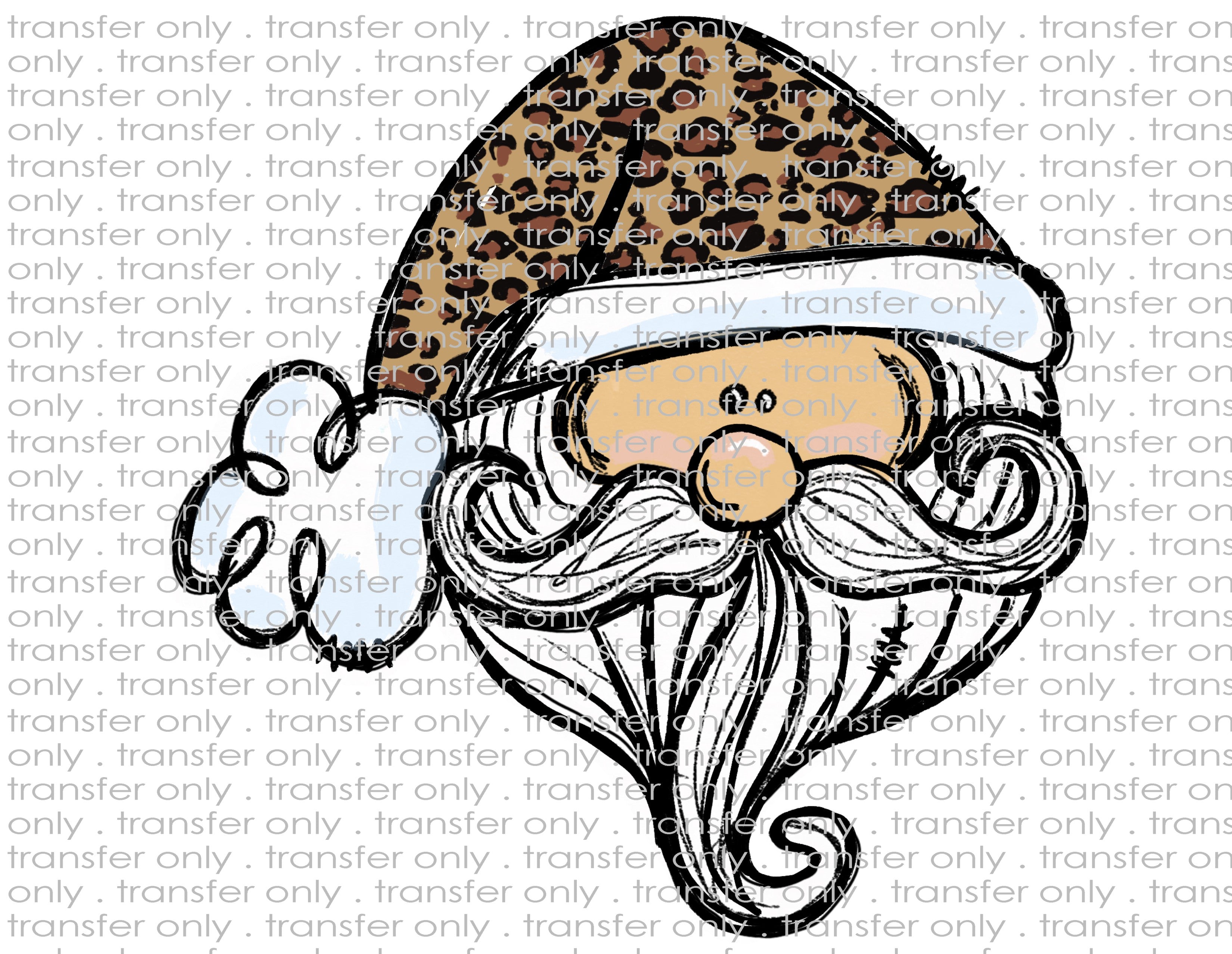 Leopard Hat Traditional Santa - Waterslide, Sublimation Transfers