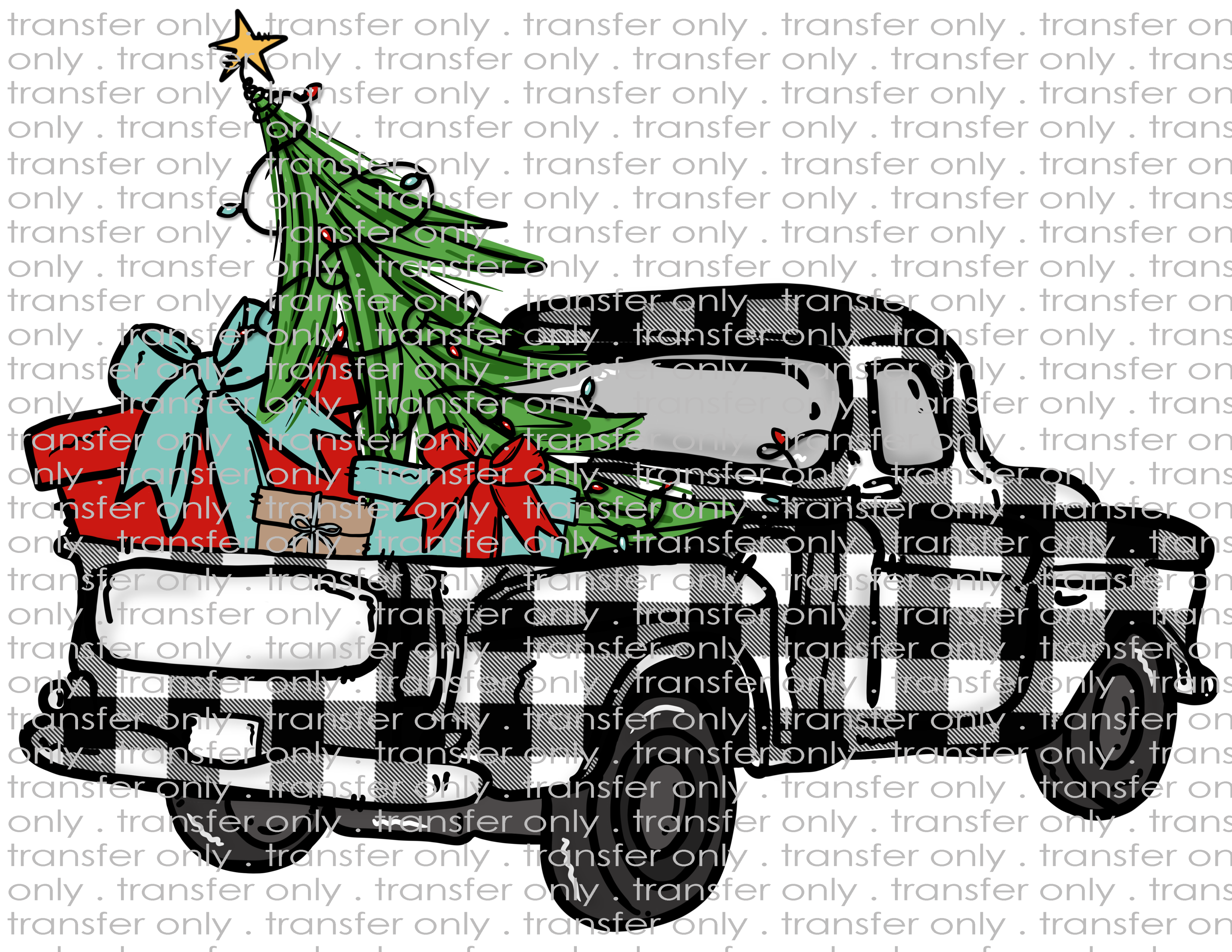 Buffalo Plaid Vintage Truck - Waterslide, Sublimation Transfers