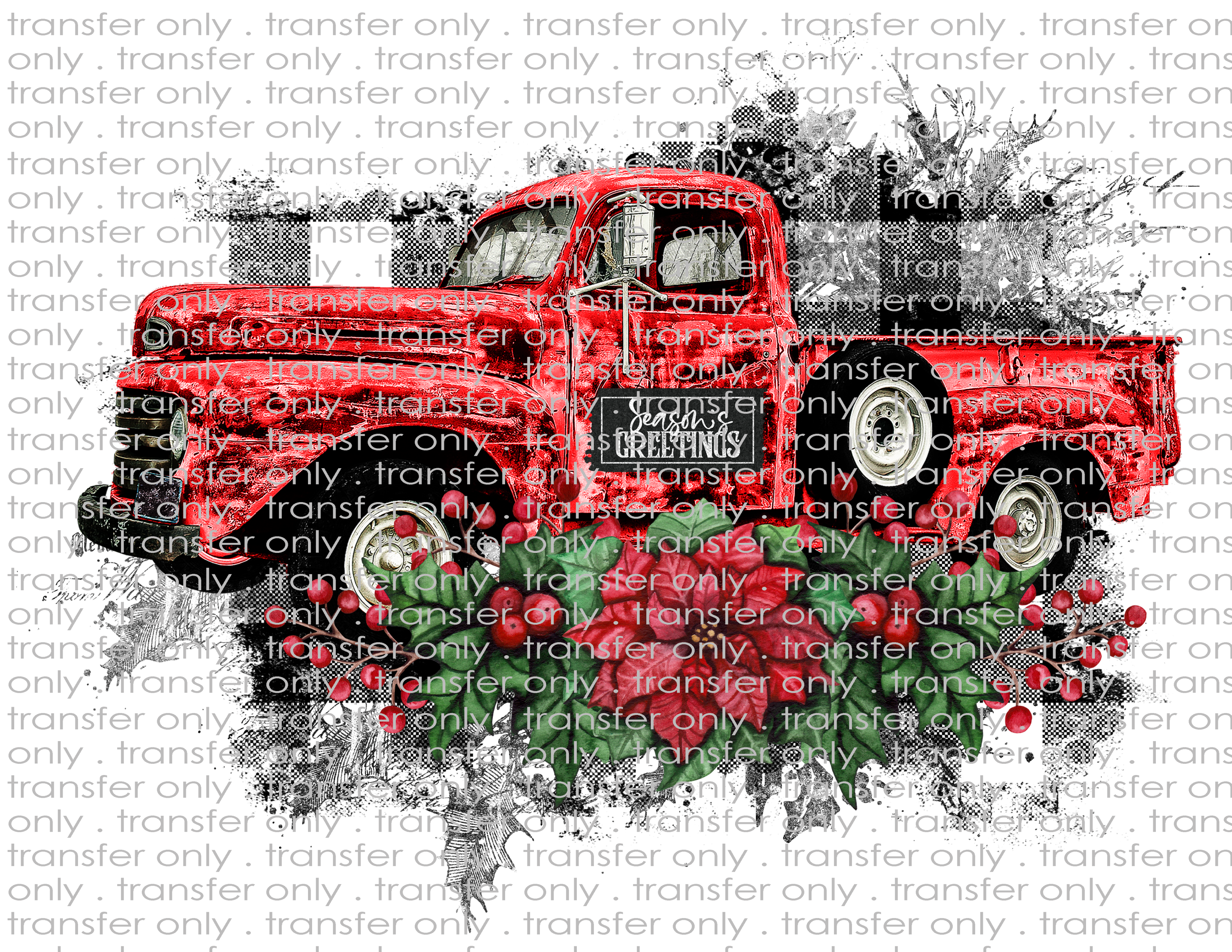 Christmas Vintage Truck - Waterslide, Sublimation & Multi-Surface Transfers