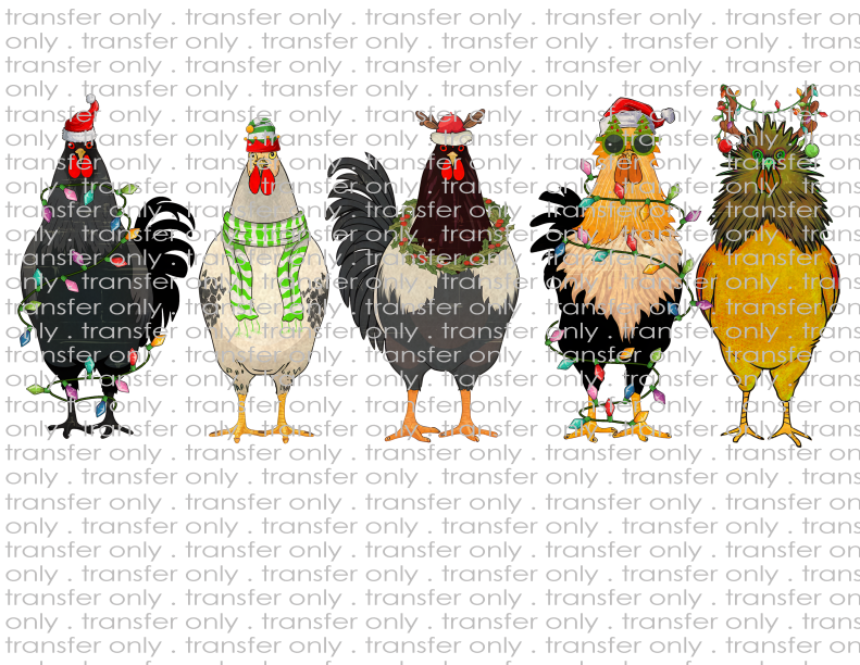 Christmas Chickens - Waterslide, Sublimation Transfers