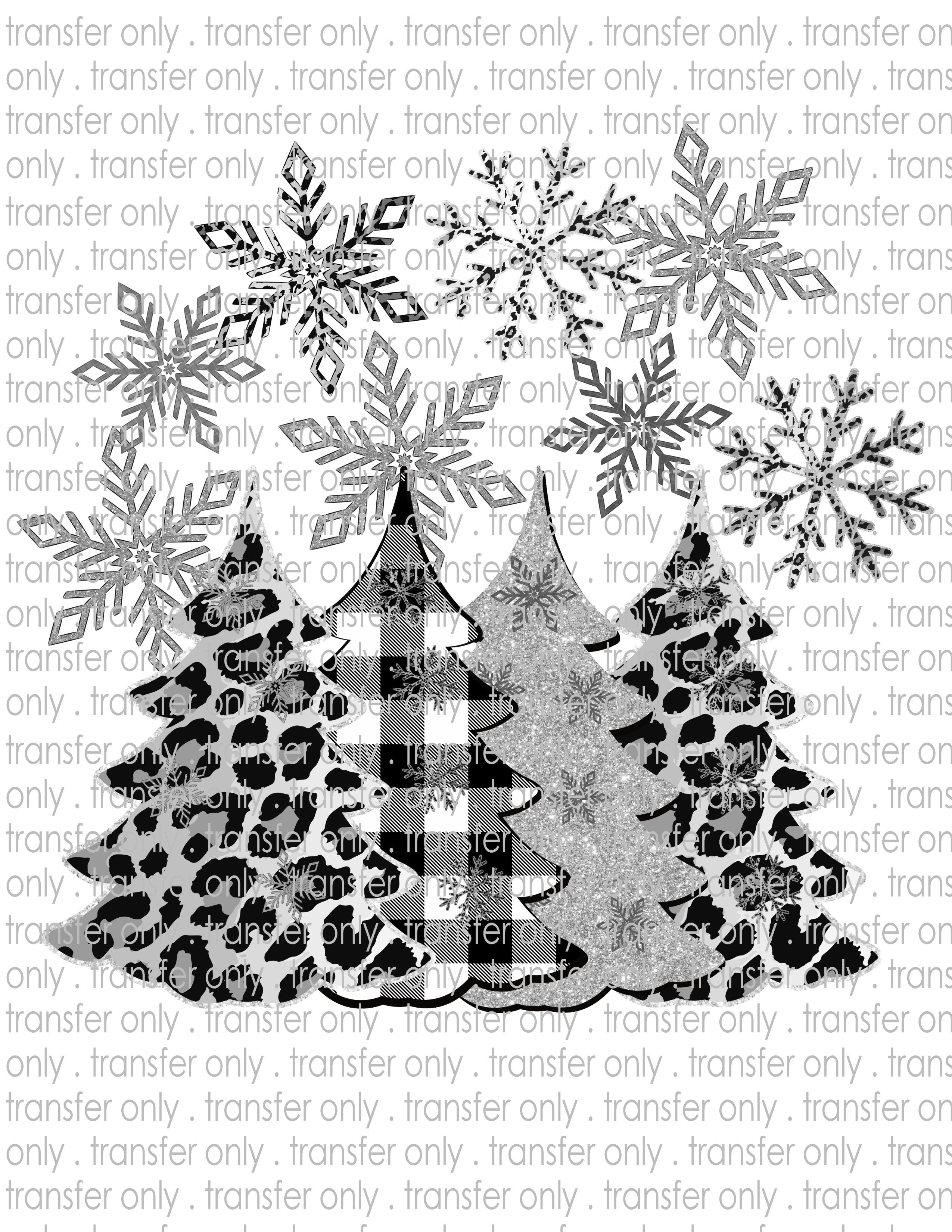 Christmas Tree Snowflakes - Waterslide, Sublimation Transfers