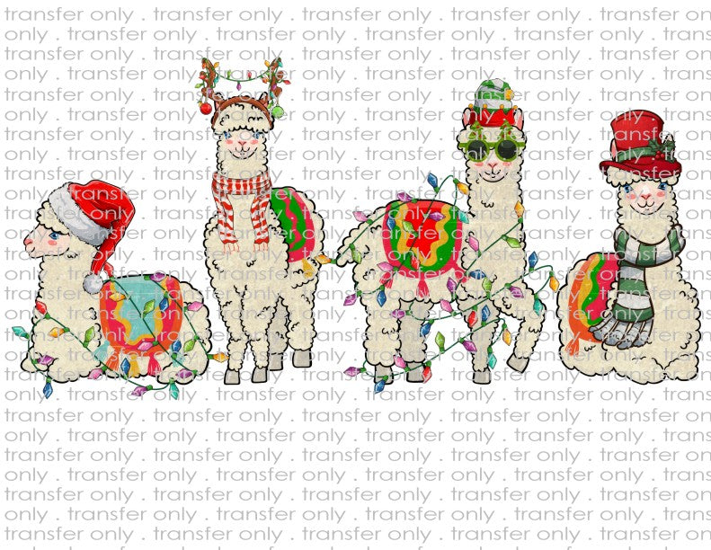Christmas Llamas - Waterslide, Sublimation Transfers