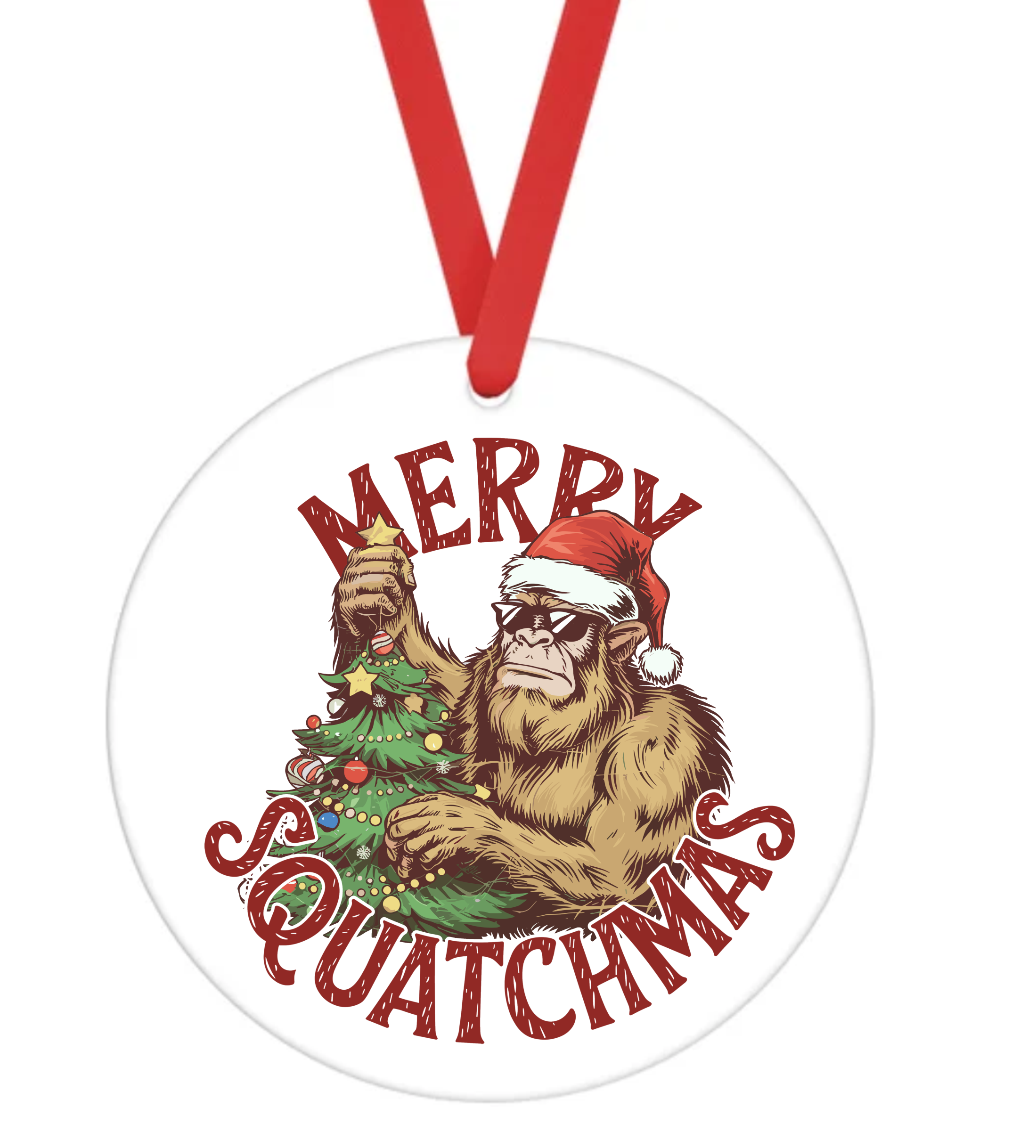 Merry Squatchmas - Christmas Ornament -  UV DTF Decals