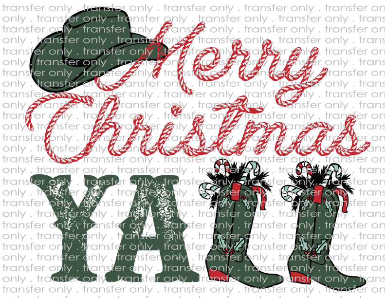 Merry Christmas Y'all - Waterslide, Sublimation Transfers