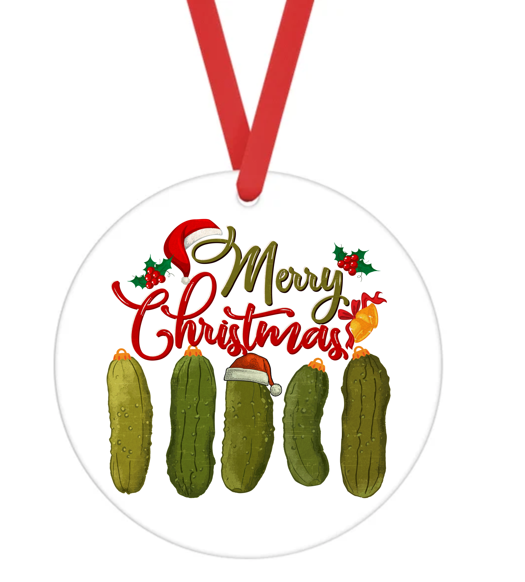 Merry Christmas Pickles - Christmas Ornament -  UV DTF Decals