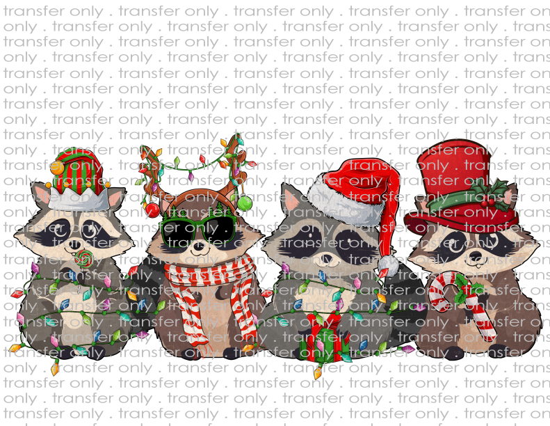 Christmas Raccoon - Waterslide, Sublimation Transfers