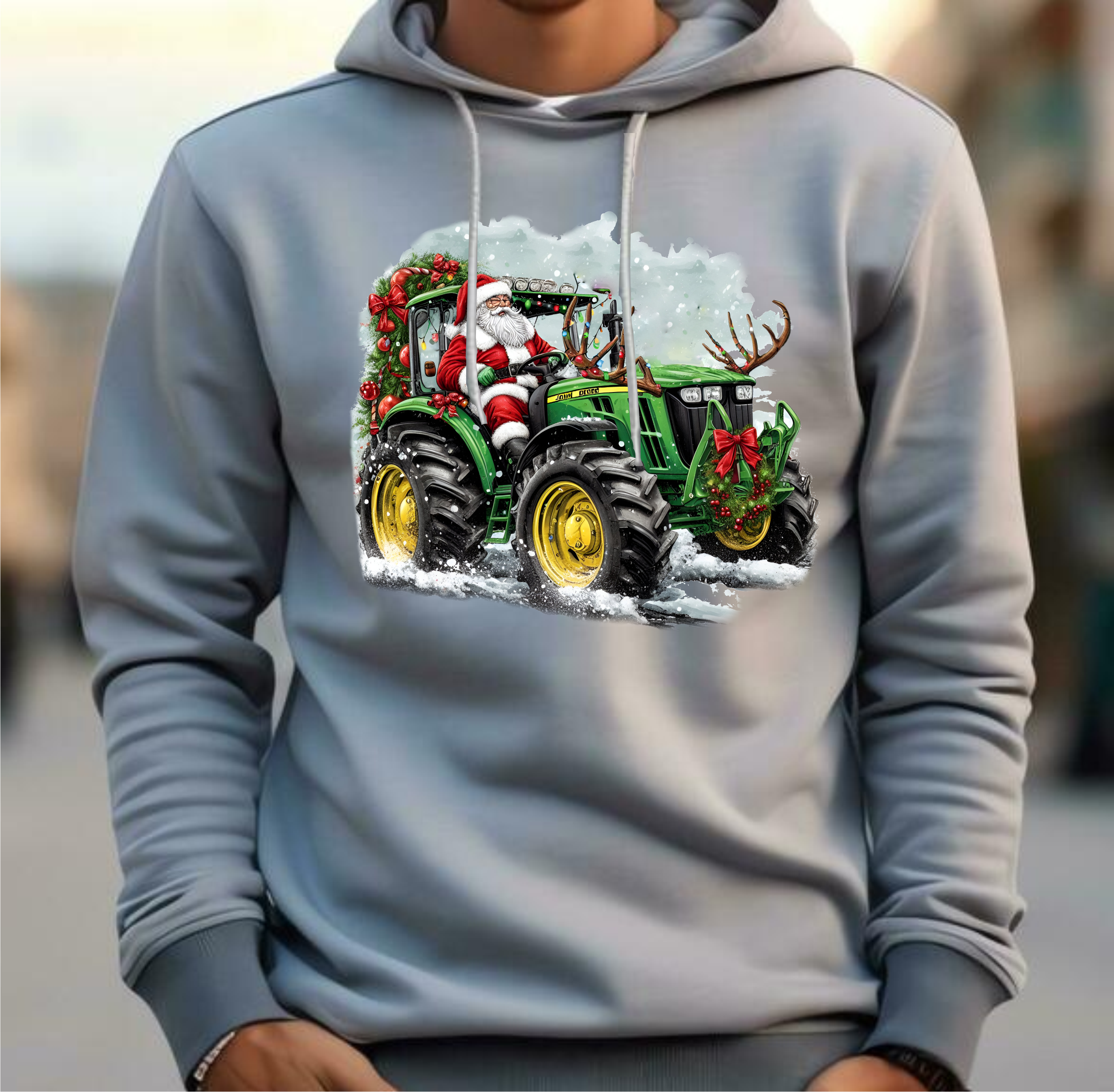 Santa Riding Tractor- DTF Transfer