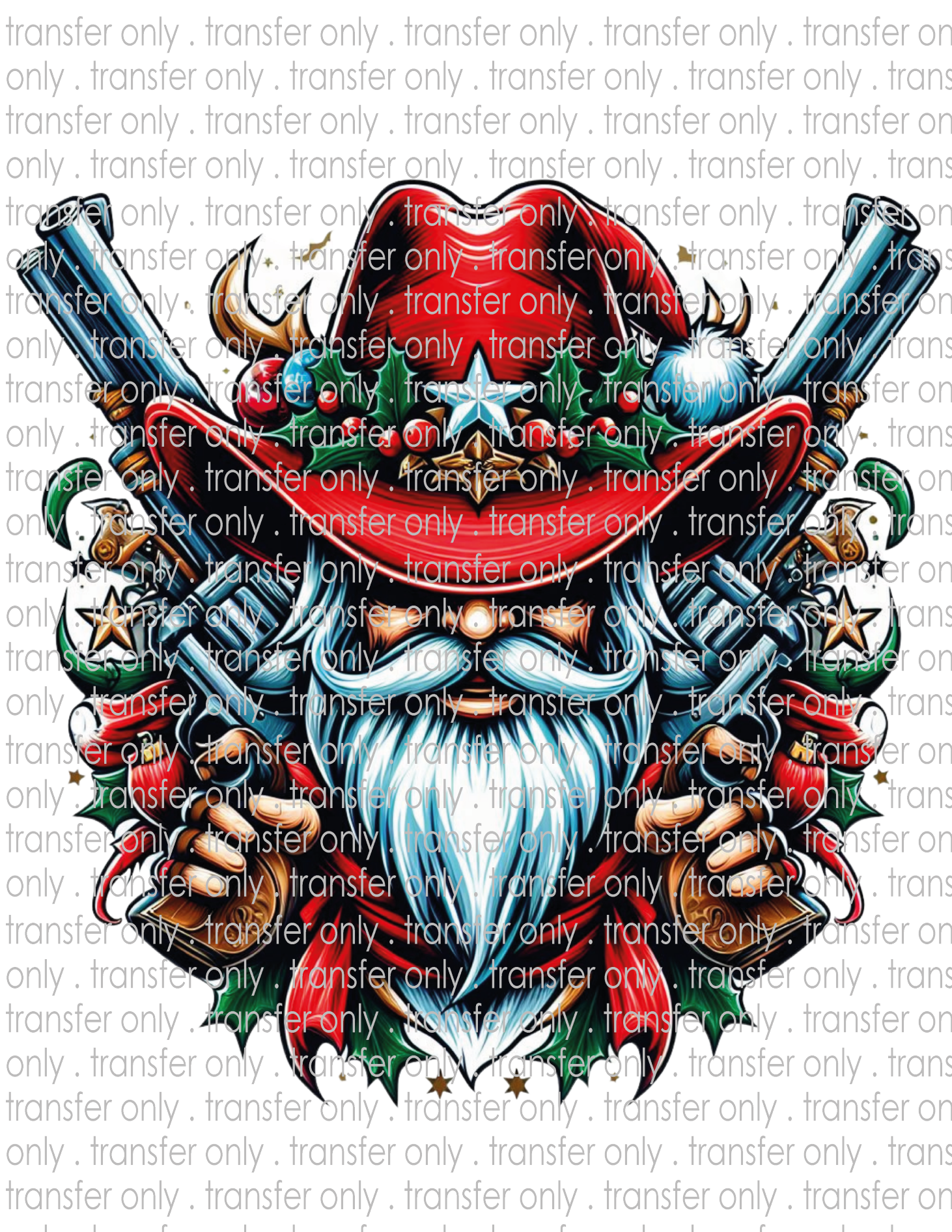 Country Western Santa - Waterslide, Sublimation Transfers