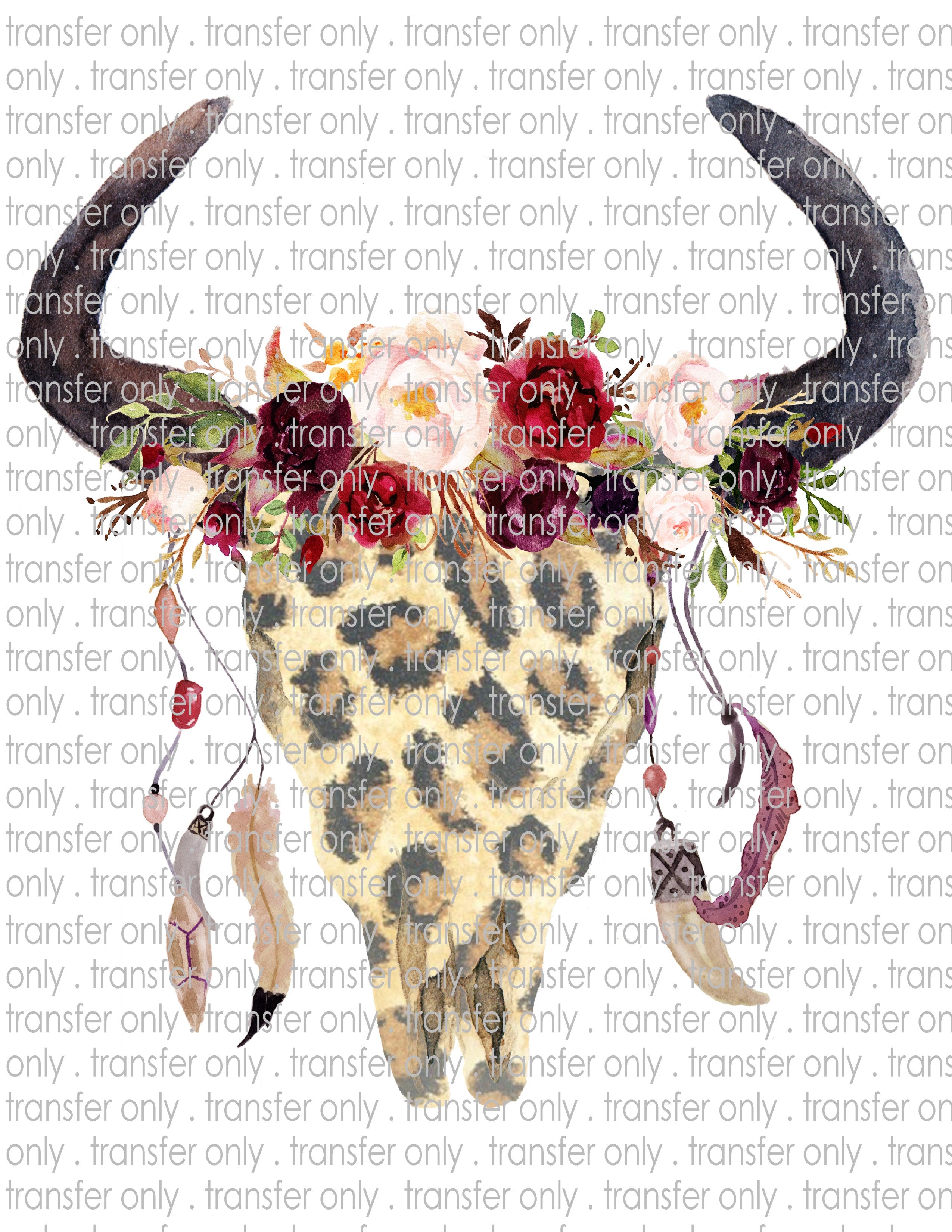 Boho Skull - Waterslide, Sublimation Transfers