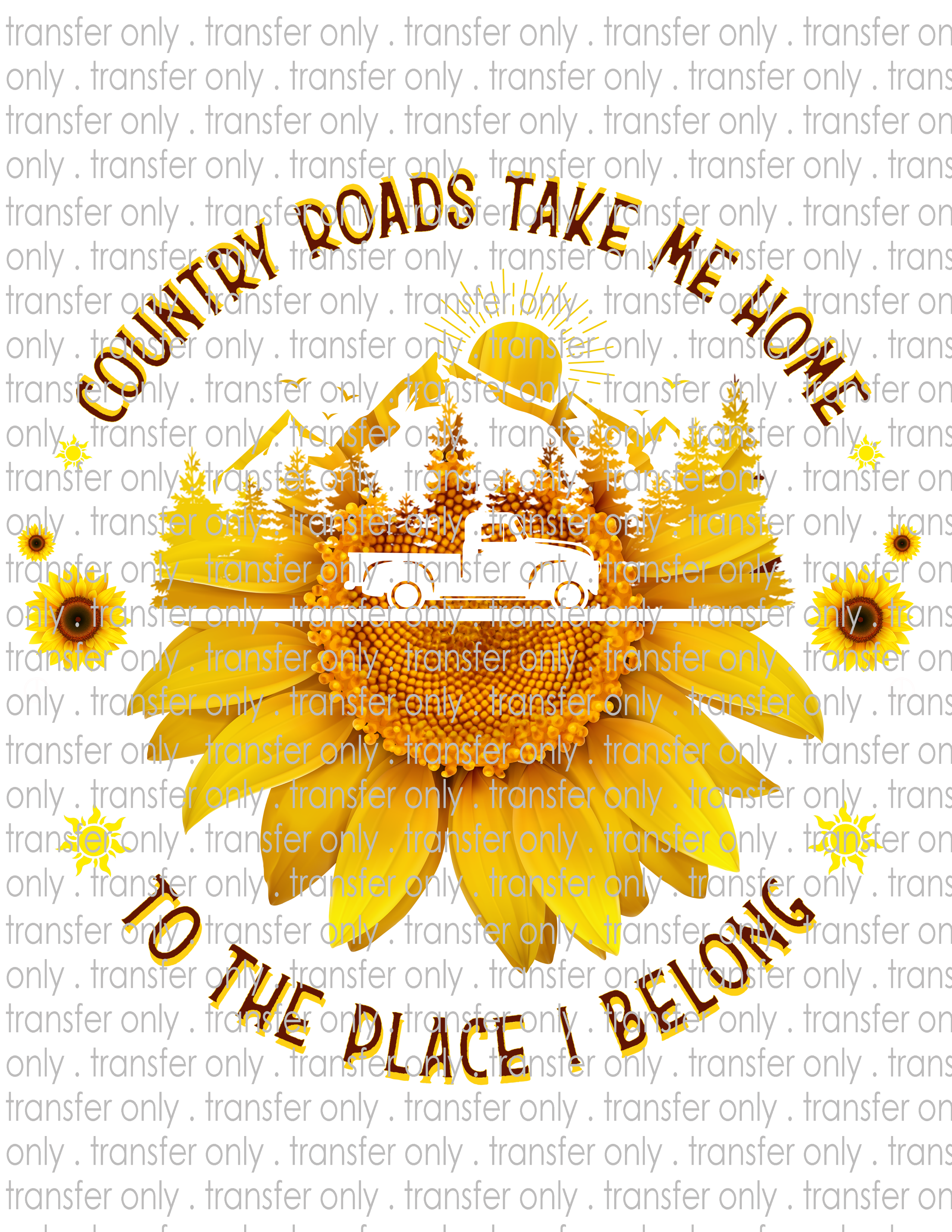 Country Roads Sunflower - Waterslide, Sublimation Transfers