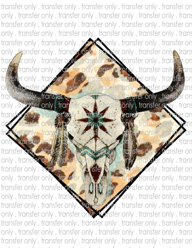 Bull Skull Frame - Waterslide, Sublimation Transfers