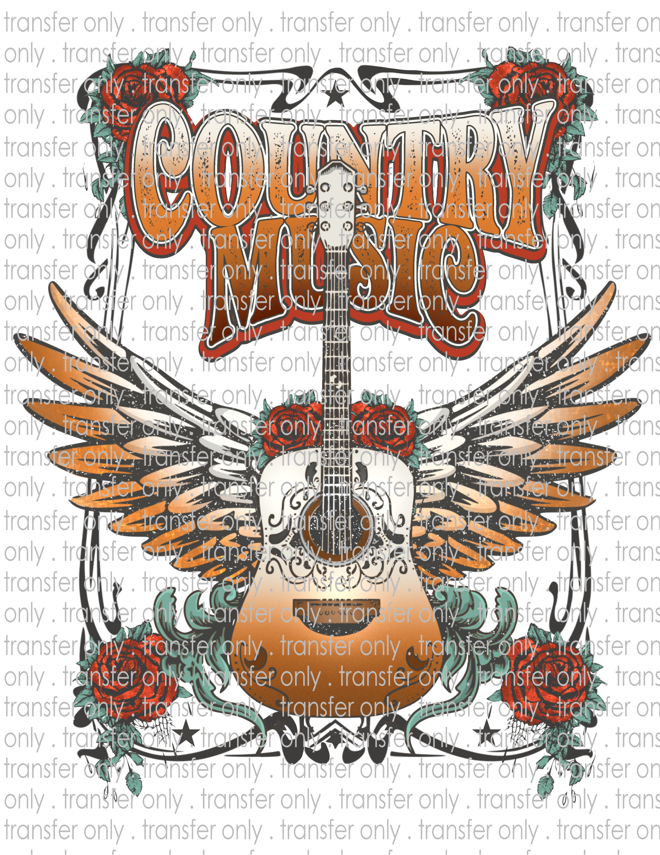 Country Music - Waterslide, Sublimation Transfers