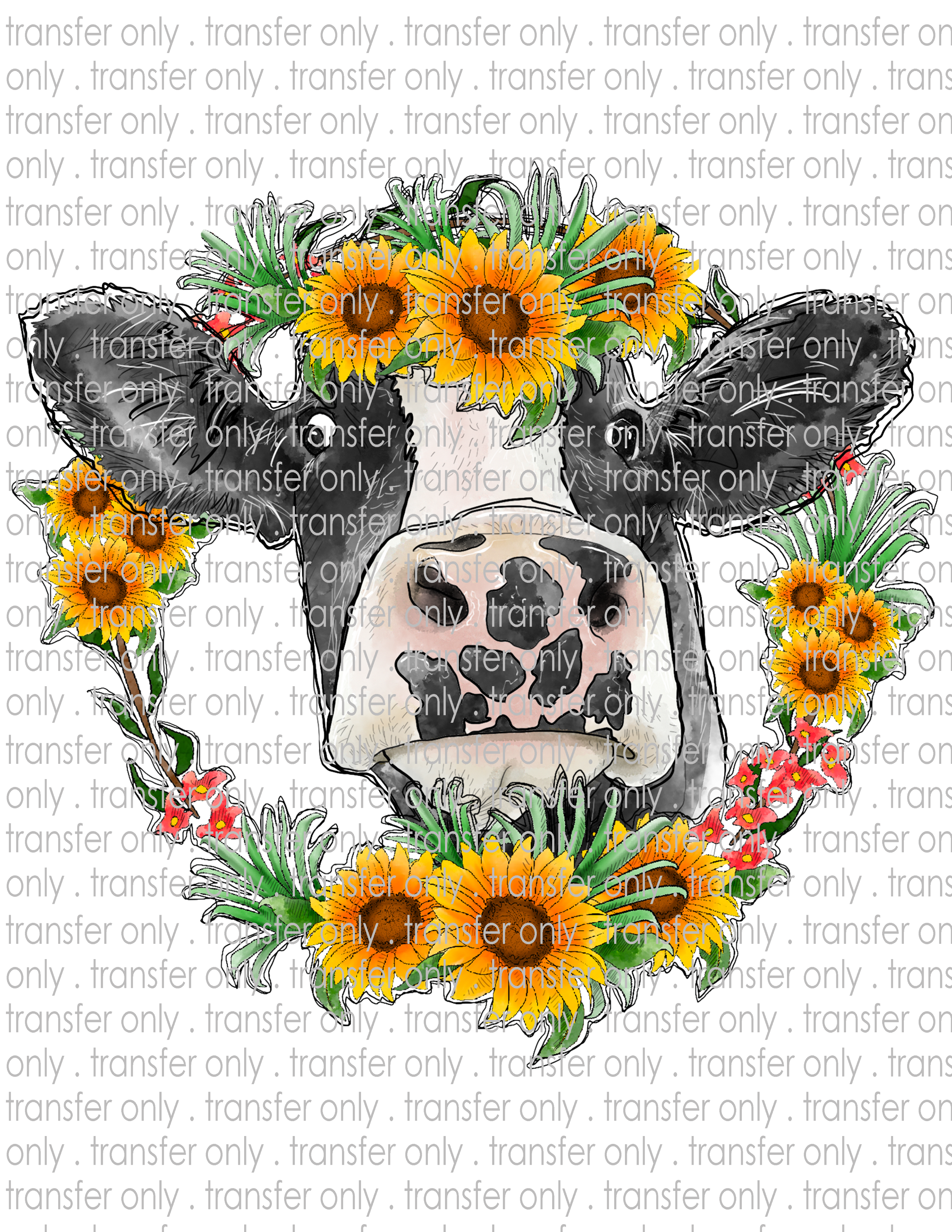 Country Cow Wreath - Waterslide, Sublimation Transfers