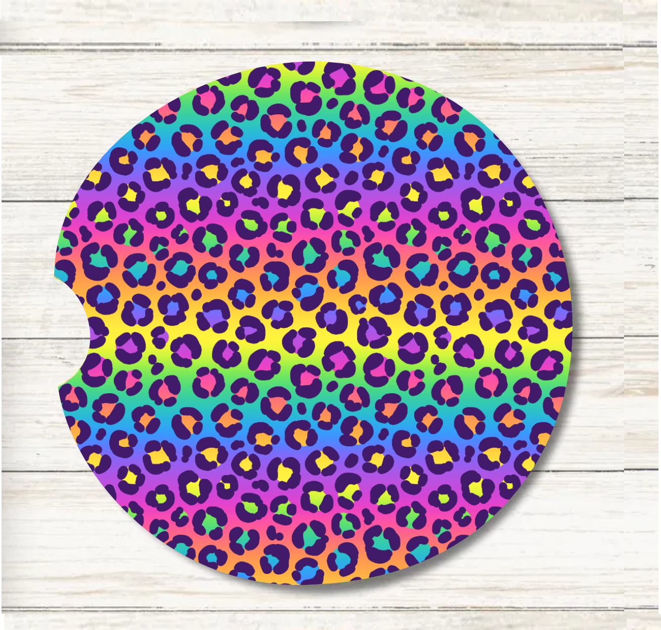 Rainbow Leopard - Car Coaster & Keychain Transfer