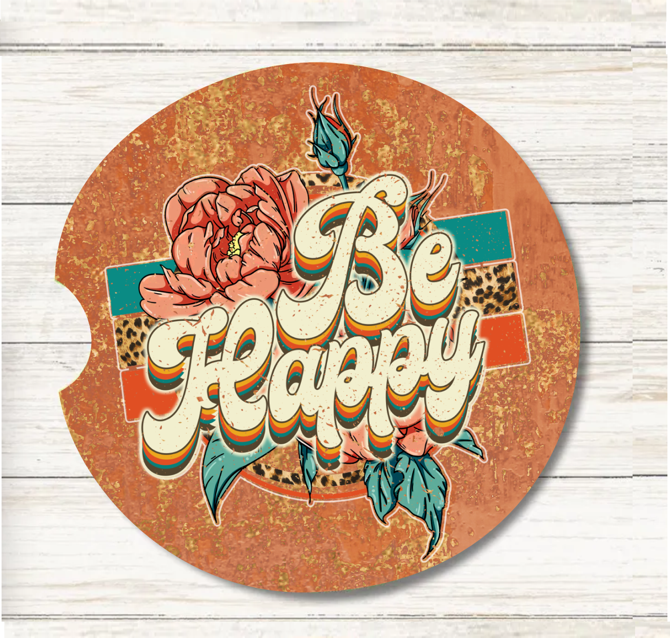 Boho Be Happy - Car Coaster Transfer