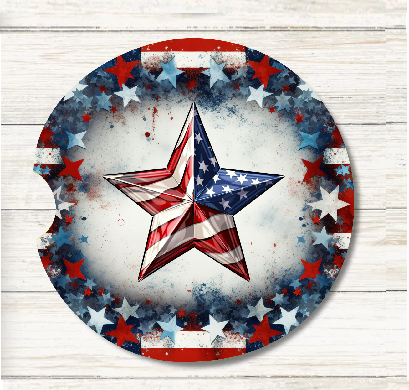 Patriotic Star - Car Coaster & Keychain Transfer