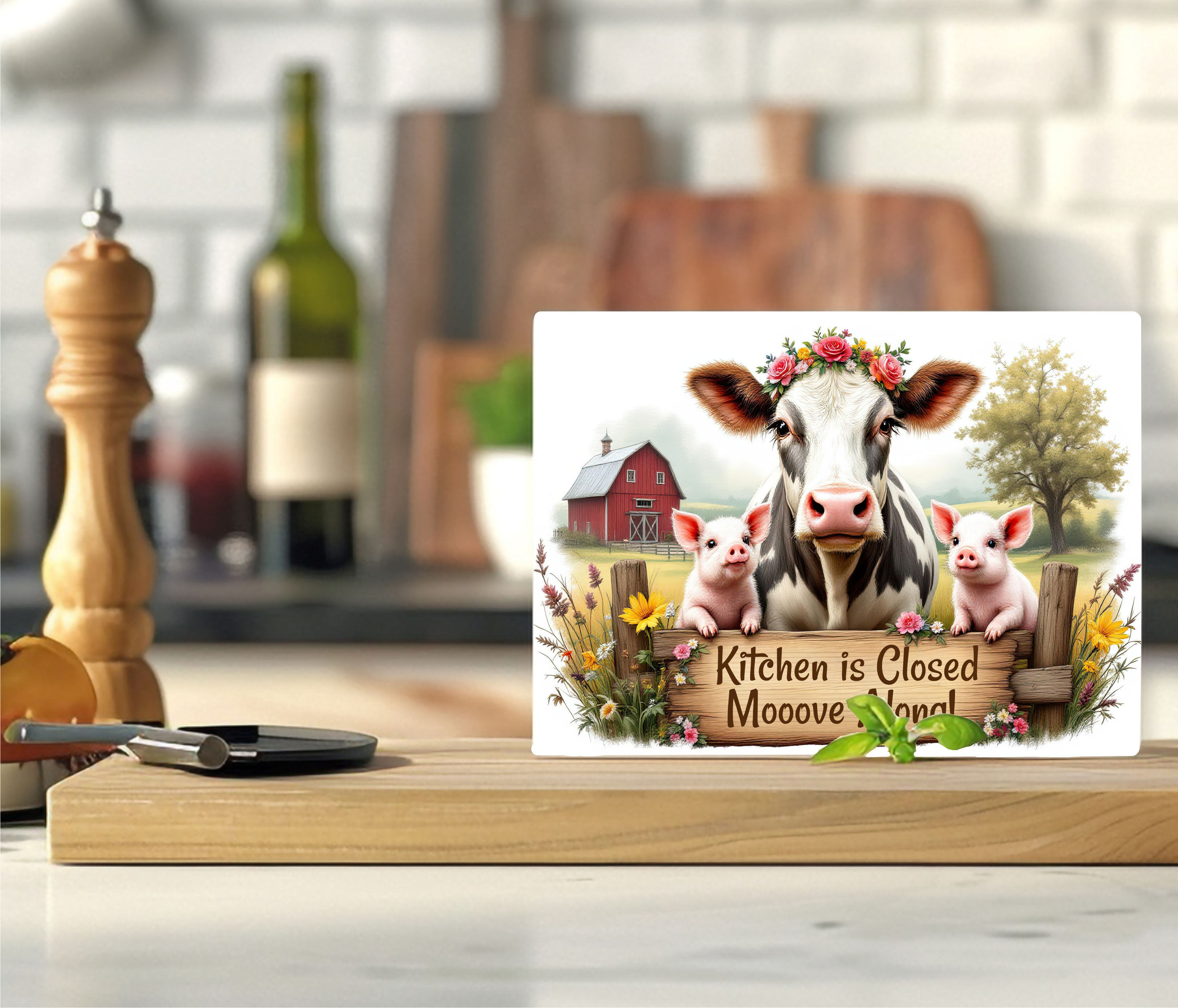 Kitchen Is Closed, Moove Along - Cutting Board - Sublimation Transfer