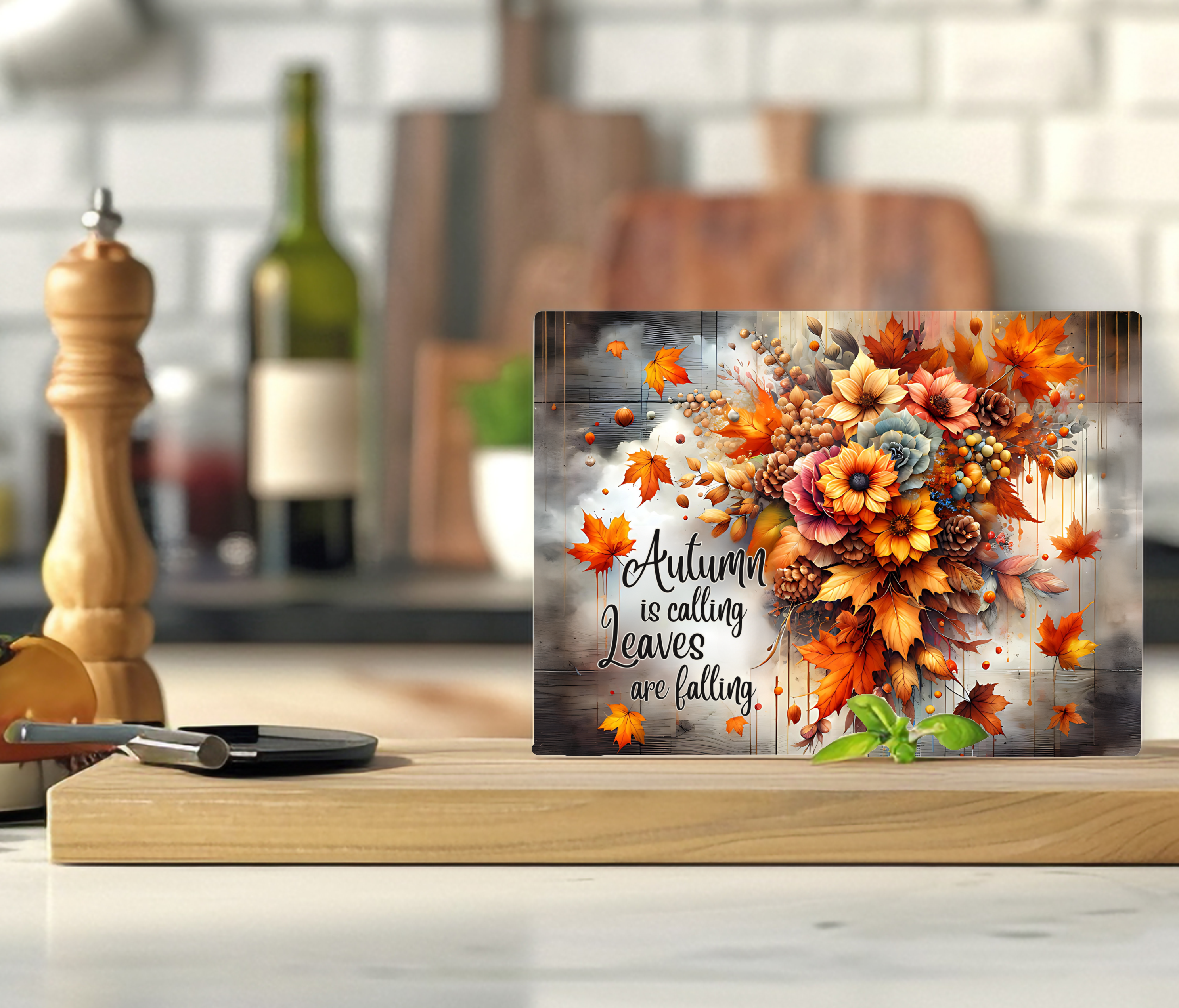 Autumn Is Calling, Leaves Are Falling - Cutting Board - Sublimation Transfer