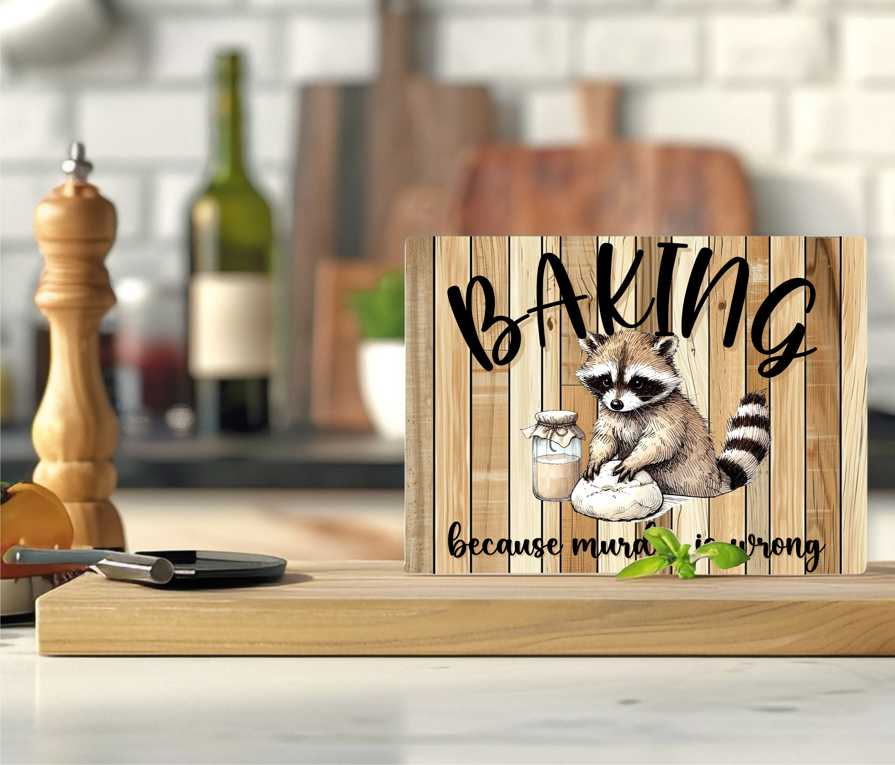 Baking Because Murder Is Wrong - Cutting Board - Sublimation Transfer