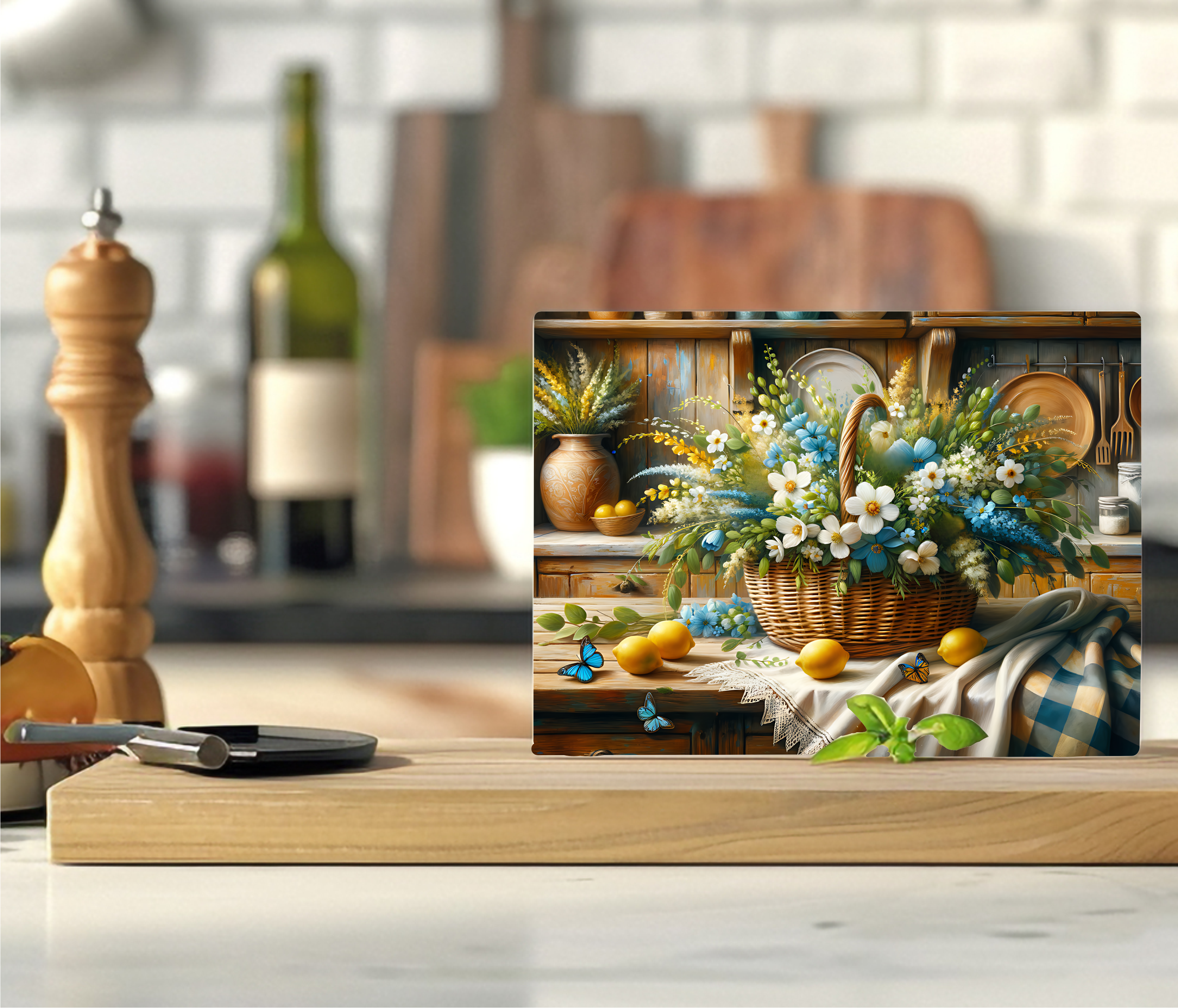 Floral Basket & Lemons - Cutting Board - Sublimation Transfer