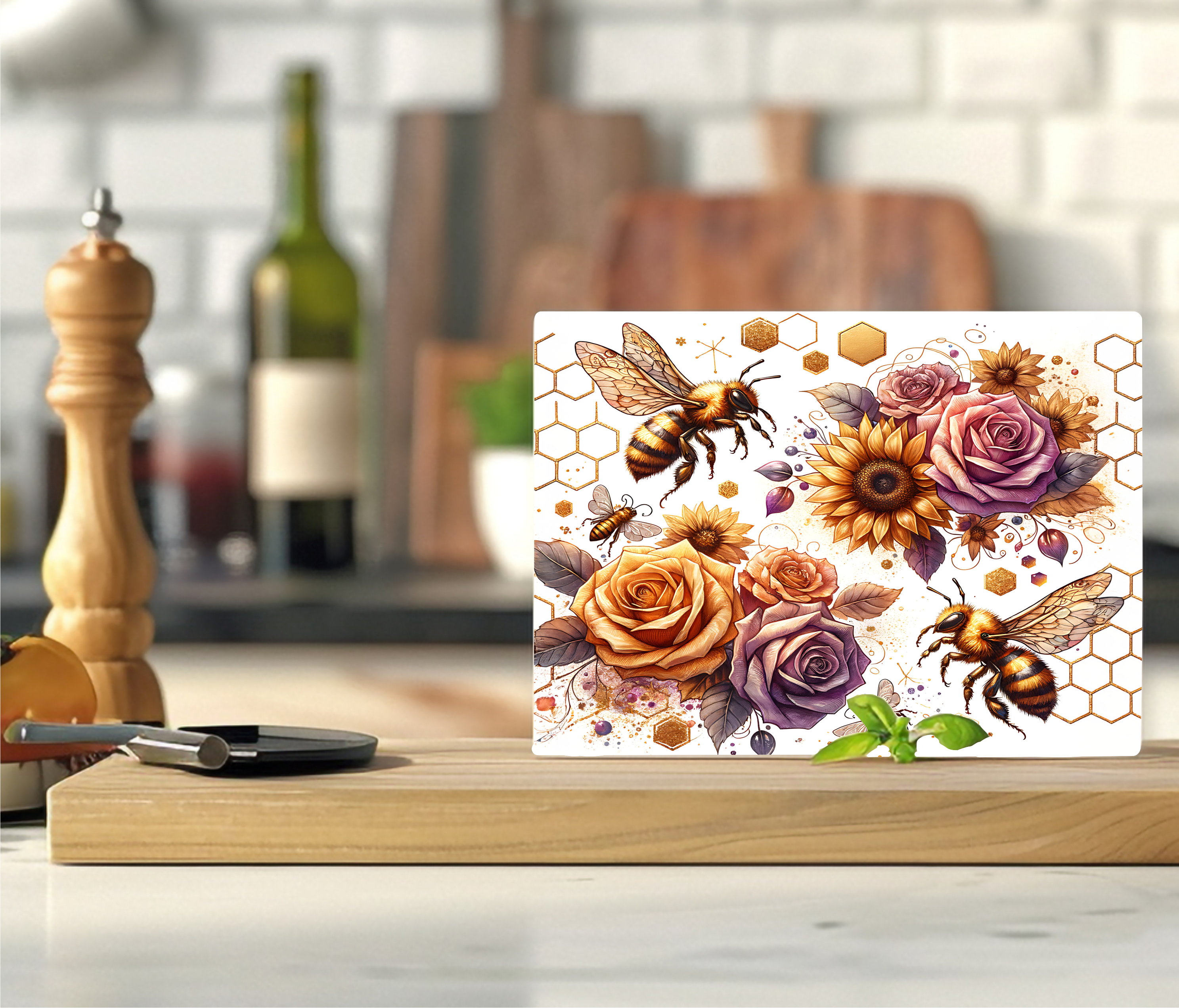 Bees & Honeycomb - Cutting Board - Sublimation Transfer